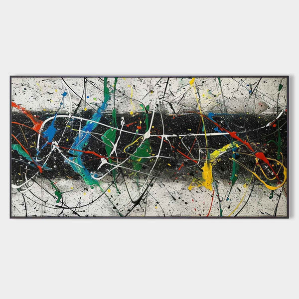 Large Colorful Abstract Canvas Wall Art Decor Modern Pollock Paintings For Sale