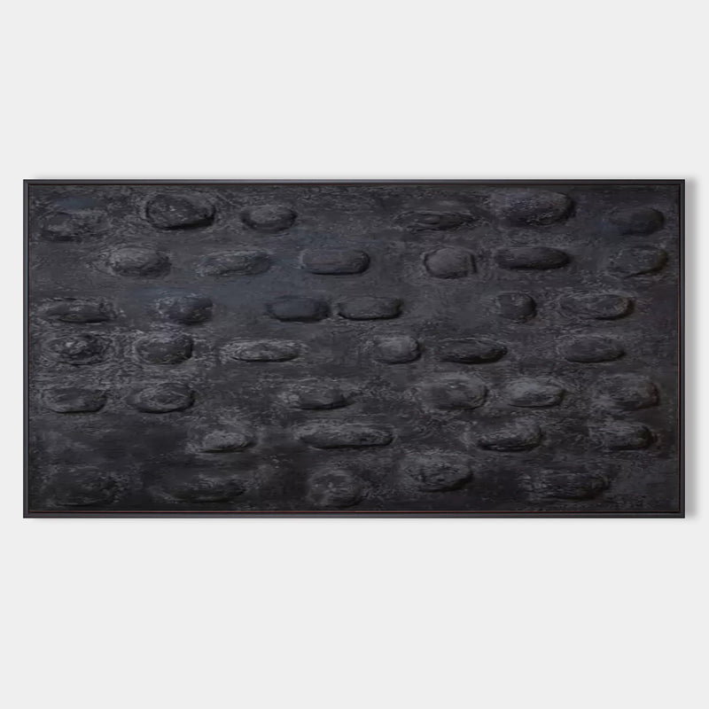 3D Large Black Textured Abstract Canvas Art Large Wabi Sabi Wall Art Thick Acrylic Textured Painting