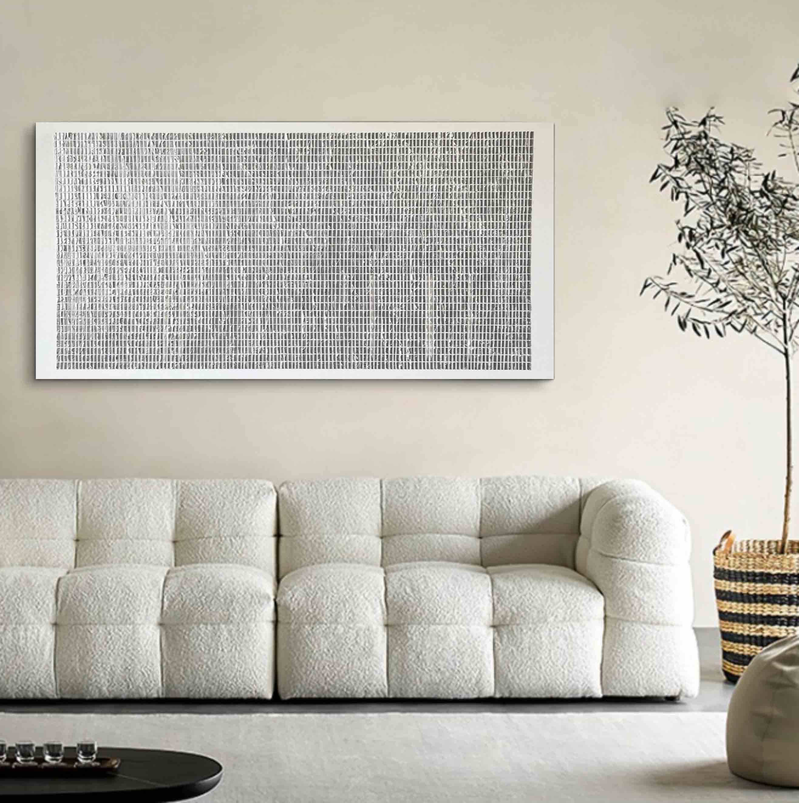 Large Black and White Texture Painting  Black and White Canvas Art Black and White Textured Wall Art