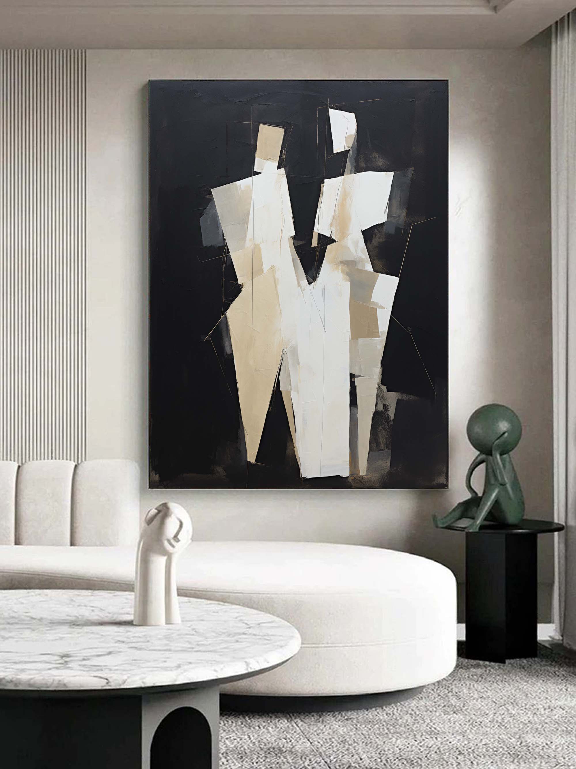 Black and Beige Minimalist Abstract Canvas Art Black and Beige ...