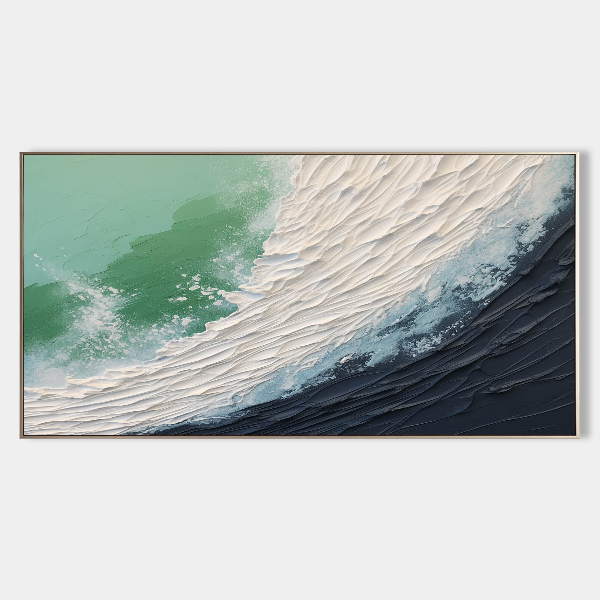 Large White Ocean Wave Texture Wall Painting White And Blue Ocean Wave Acrylic Abstract Texture Art