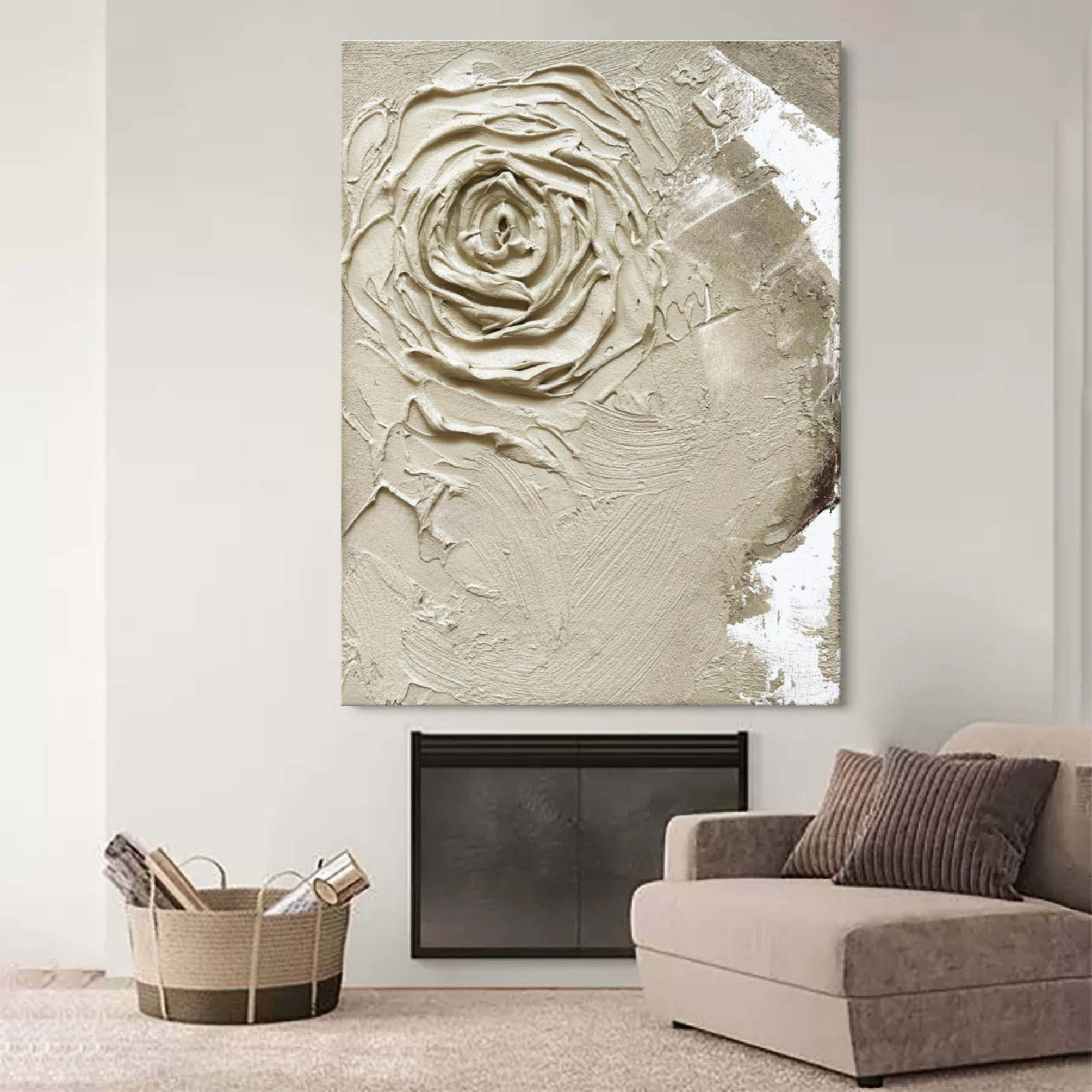 3D Brown Flower Texture Canvas Painting Wabi-Sabi Wall Art Wabi-Sabi Painting Wabi-Sabi Wall Decor