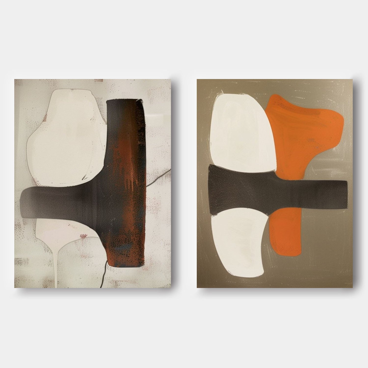 Beige and Brown Art for Sale Set of 2 Modern Wall Art Contemporary Minimalist Abstract Canvas Art