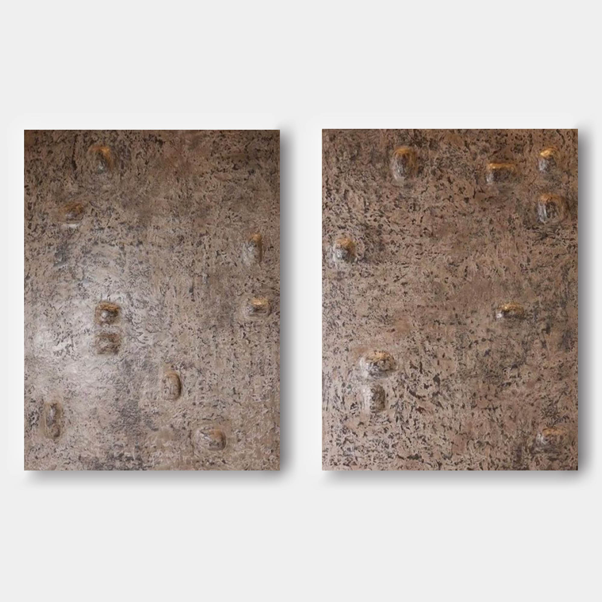 Brown Textured Abstract Art Set of 2 Wabi Sabi Art Brown Textured Canvas Paintings for Sale