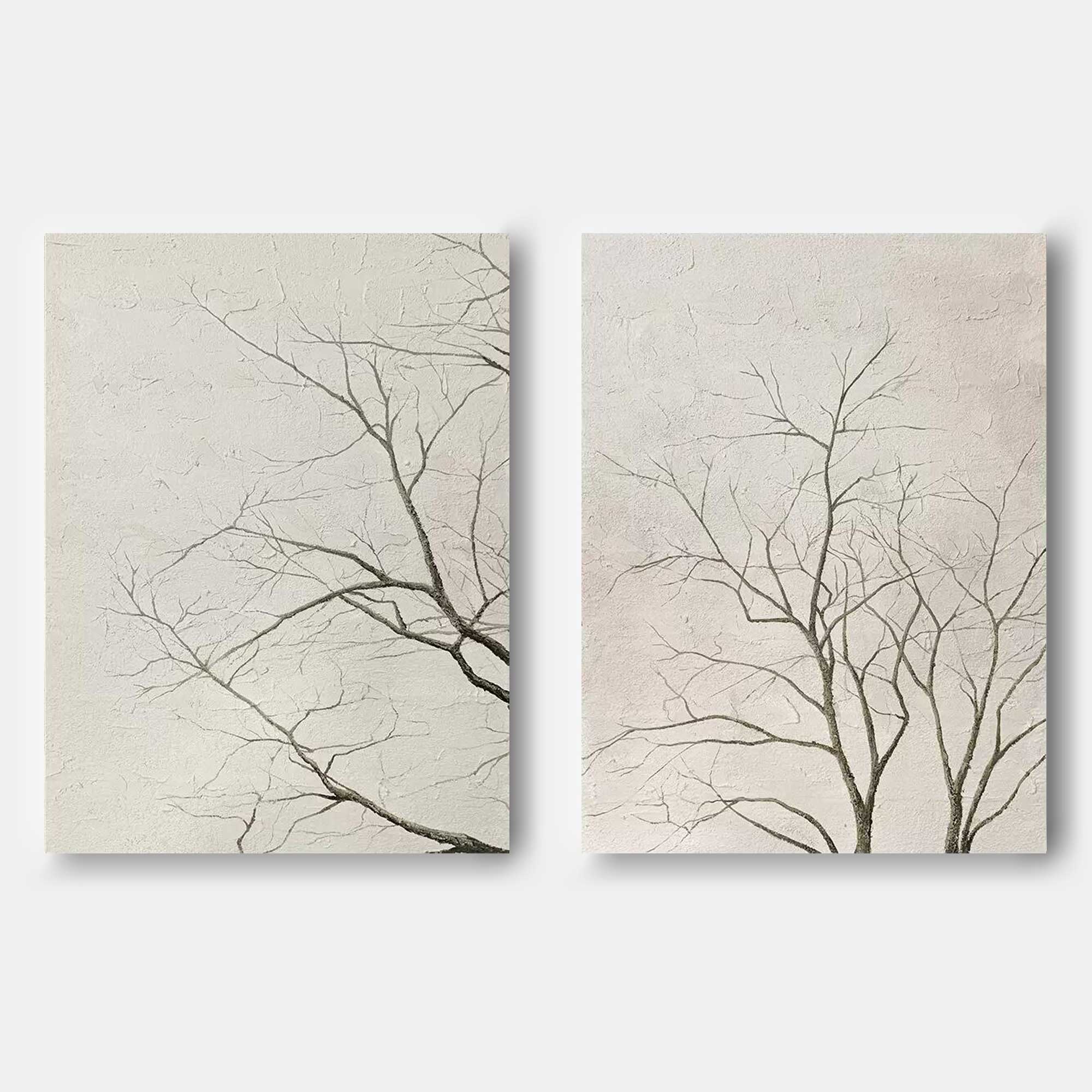 Wabi Sabi Painting Set of 2 Beige Minimalist Canvas Paintings for Sale Minimalist Wall Art