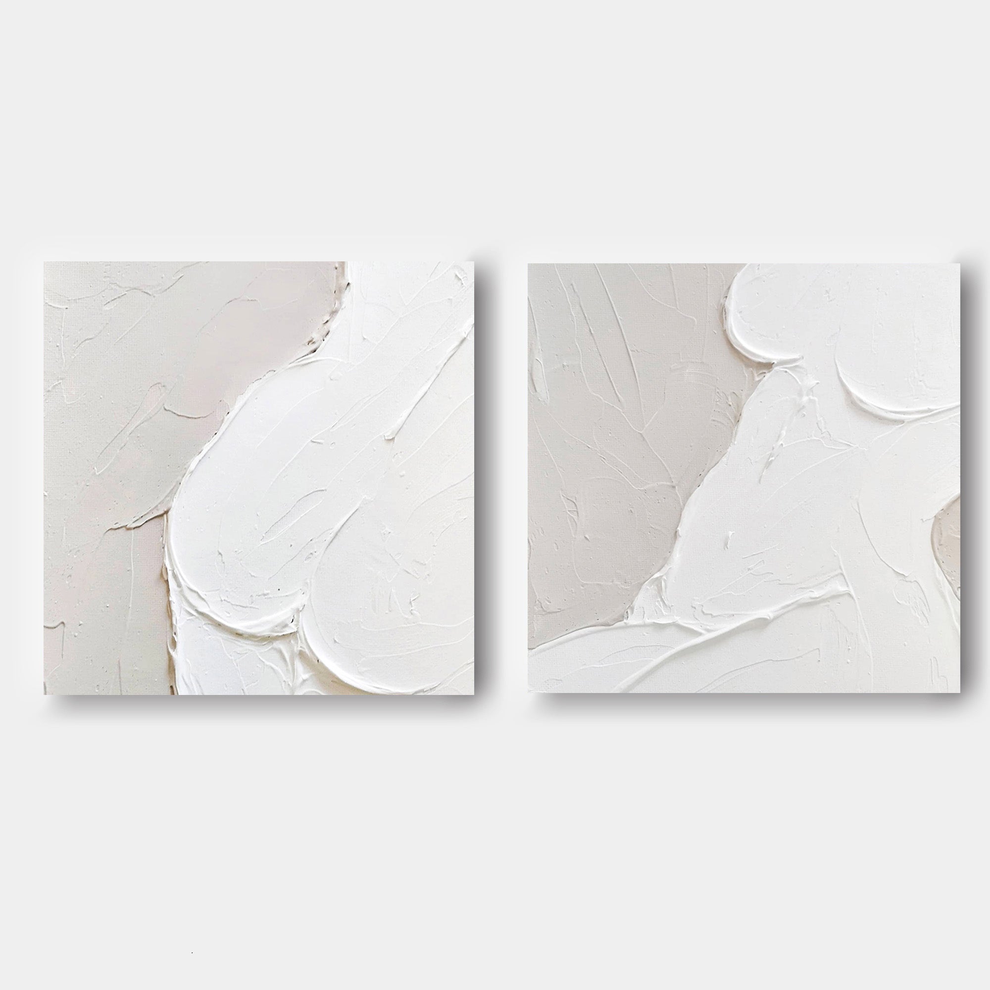 White Abstract Nude Painting Set of 2 White Textured Abstract Art ...