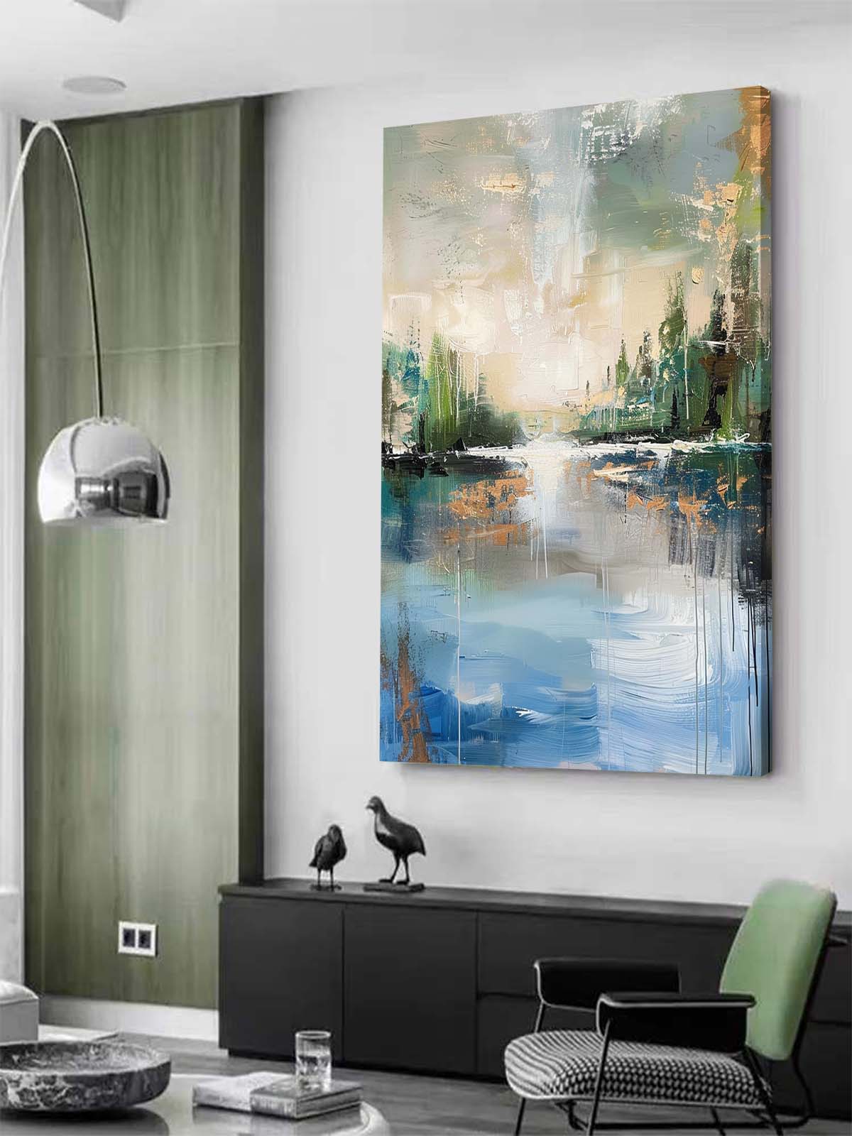 Lakeside Sunset Abstract Landscape Art for Sale Lakeside Sunset Abstract Landscape Canvas Wall Painting