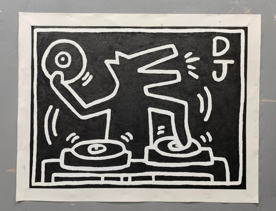 Keith Haring DJ Alligator Painting Keith Haring Artwork Large Keith Painting Pop Art Pop Wall Art