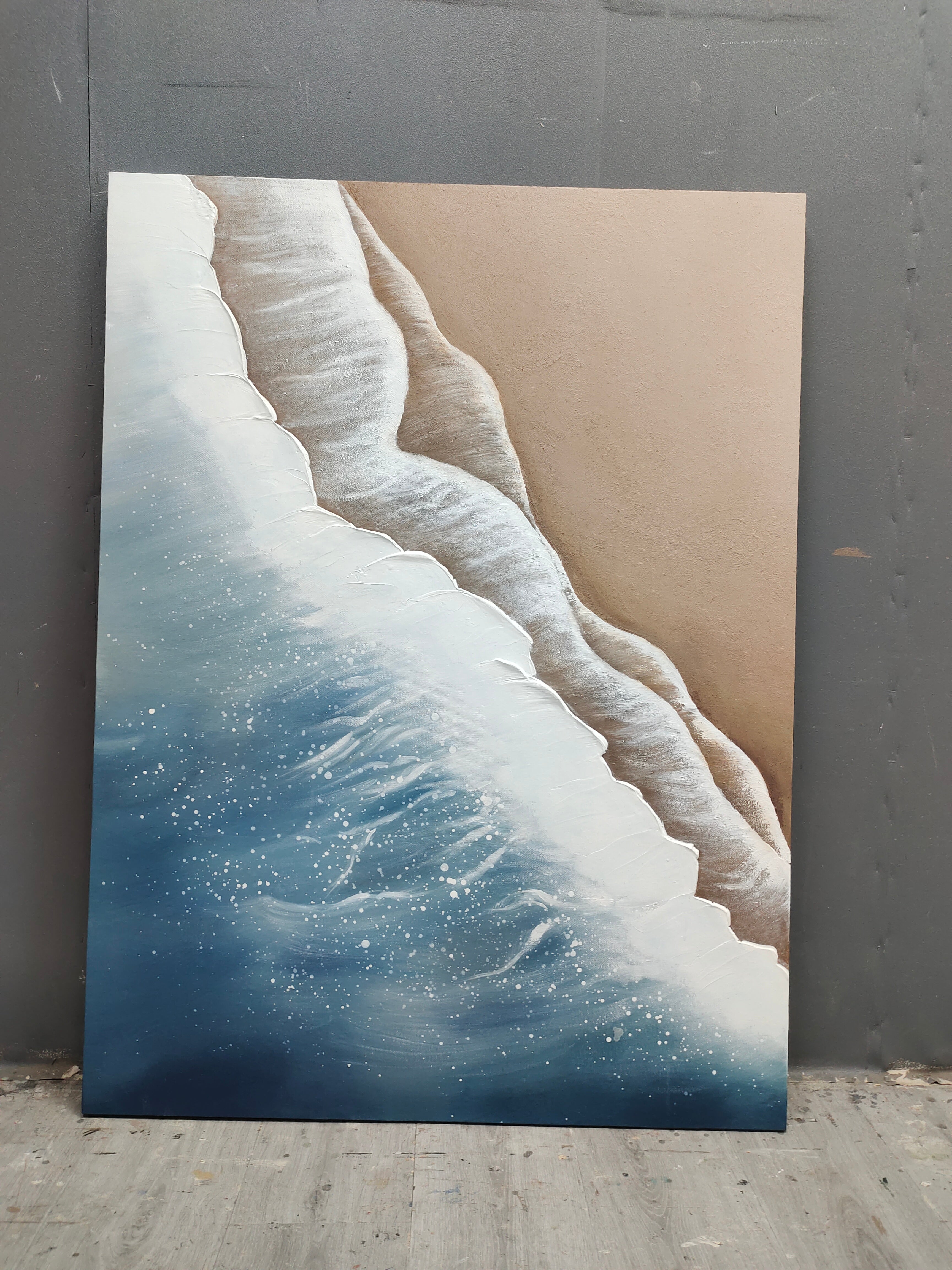 Large 3D Ocean Wave Painting Large 3D Ocean Wave Texture Wall Art 3D Plaster Art Minimalist Painting