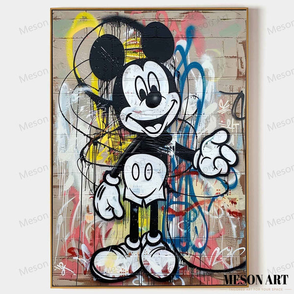 Kids Room Cartoon Wall Art for Sale Funny Mickey Graffiti Art Colorful Mickey Mouse Graffiti Street Painting