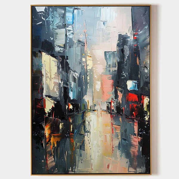 Large Contemporary City Abstract Oil Painting City Abstract Texture Canvas Art for Sale