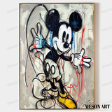 Fun Mickey Mouse Graffiti Art Kids Room Mickey Wall Art for Sale Colorful Mickey Mouse Graffiti Art on Canvas