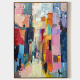 Large Modern City Abstract Oil Painting Modern City Abstract Texture Canvas Art for Sale