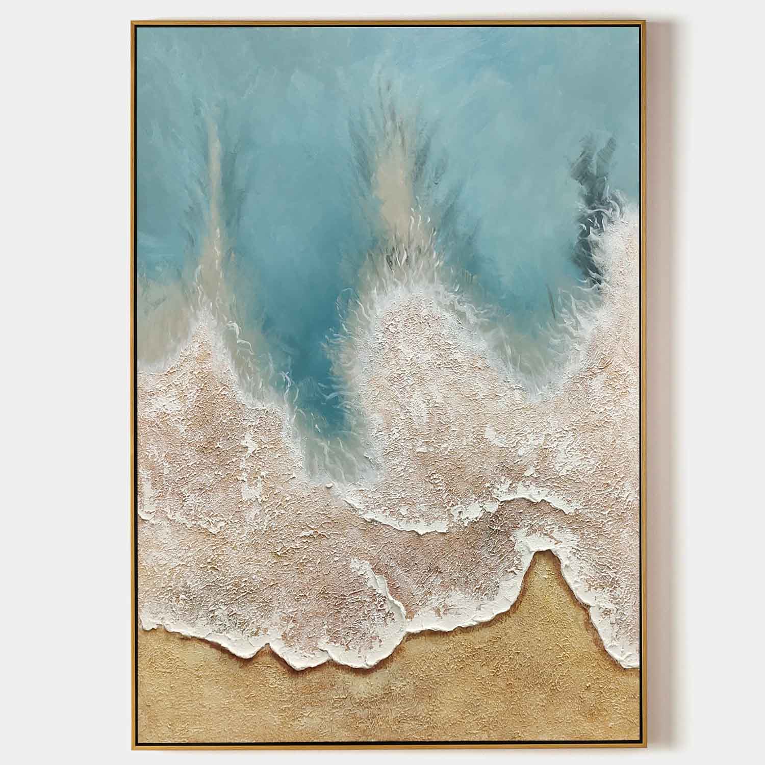 Large 3D Coastal Wall Painting Sea Heavy Textured Plaster Art Canvas Abstract Texture Art Wall Decor