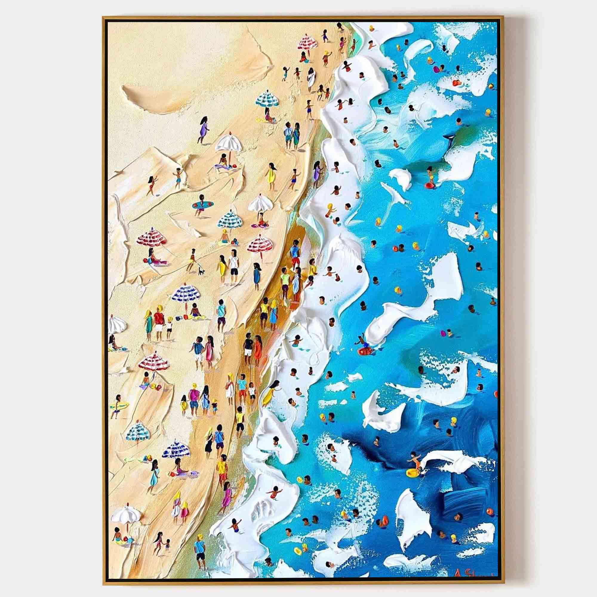 Ocean Wave Beach Oil Painting For Sale Summer Seaside Holiday Painting Plaster Canvas Art