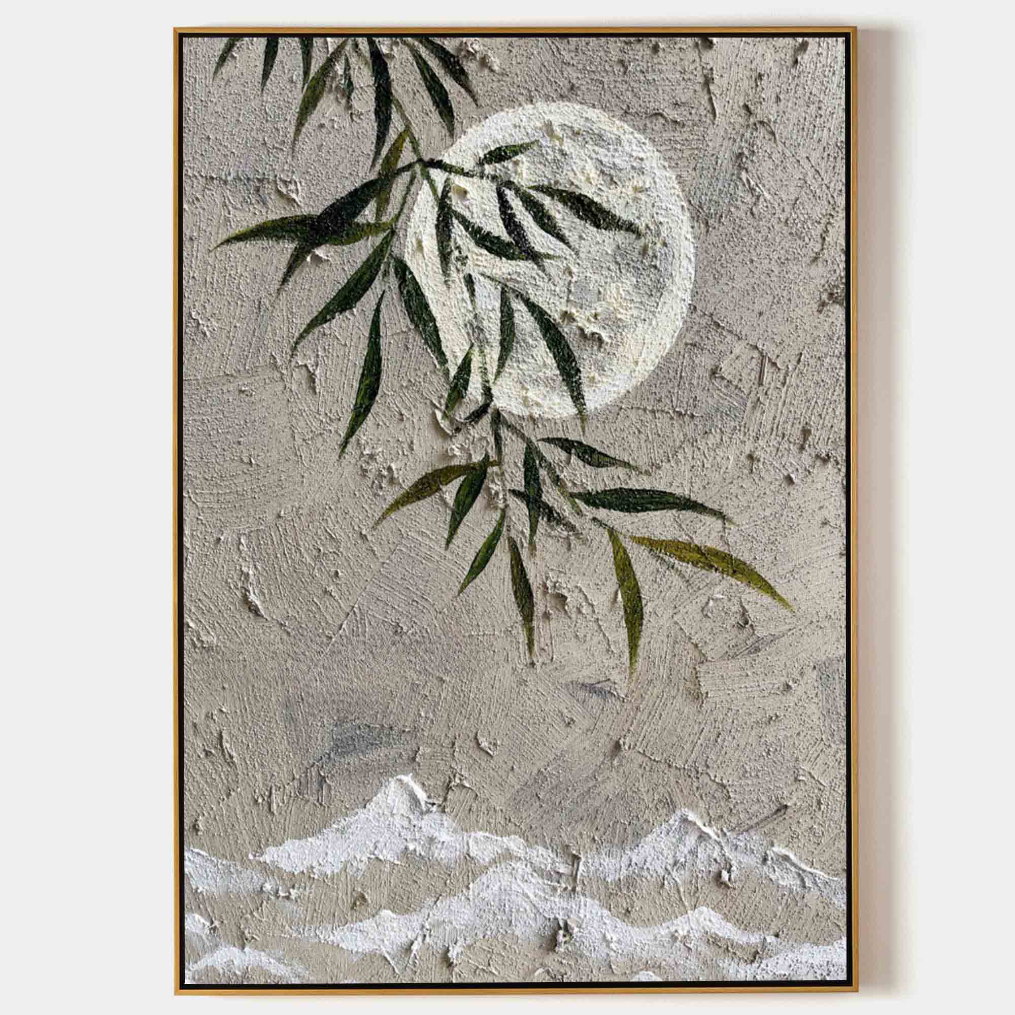 Moon Oil Painting Moon Acrylic Texture Painting Moon Canvas Wall Art Wabi Sabi Art For Sale