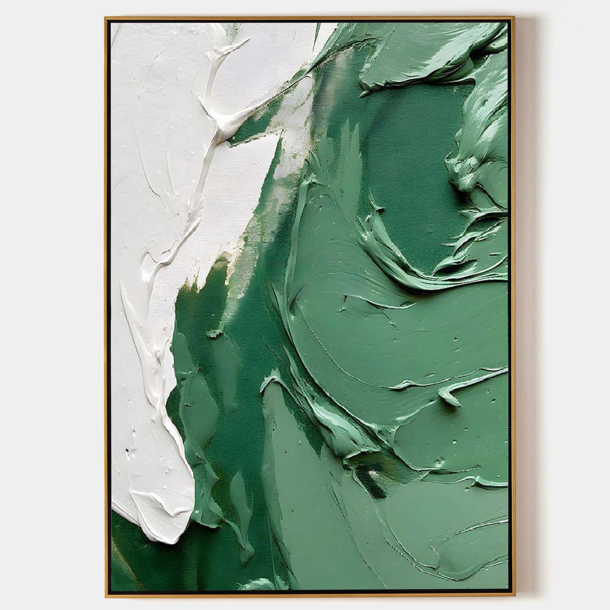 Green And White Abstract Oil Painting For Sale Green Abstract Art On ...