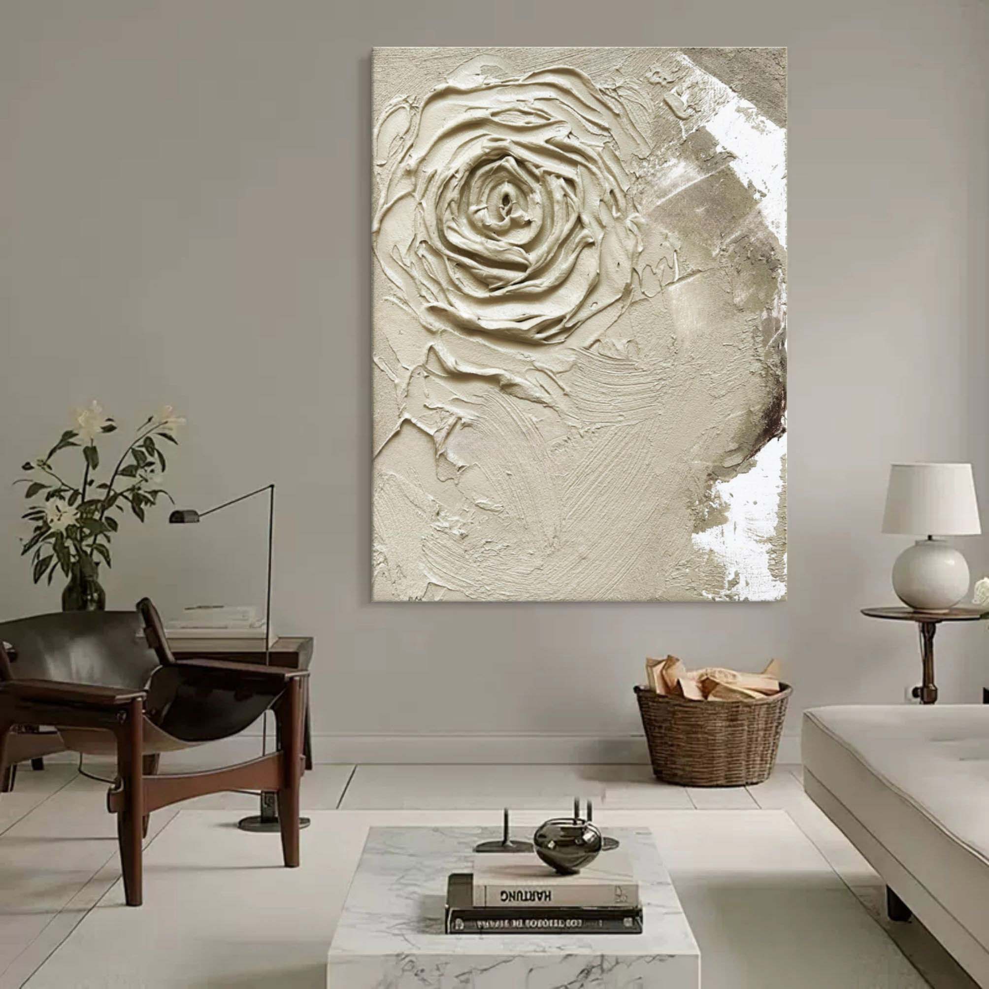 3D Brown Flower Texture Canvas Painting Wabi-Sabi Wall Art Wabi-Sabi Painting Wabi-Sabi Wall Decor