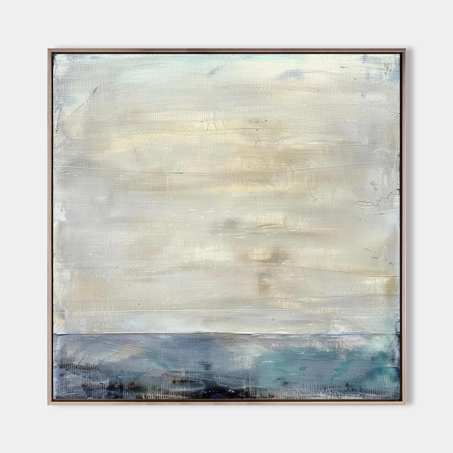 Beige Wabi-Sabi Painting Beige and Blue Abstract Art For Sale Beige and Blue Canvas Wall Art