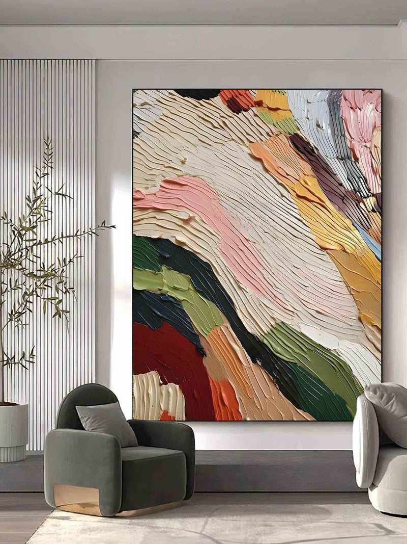 Palette Knife Abstract Oil Painting Colorful Canvas Art Textured