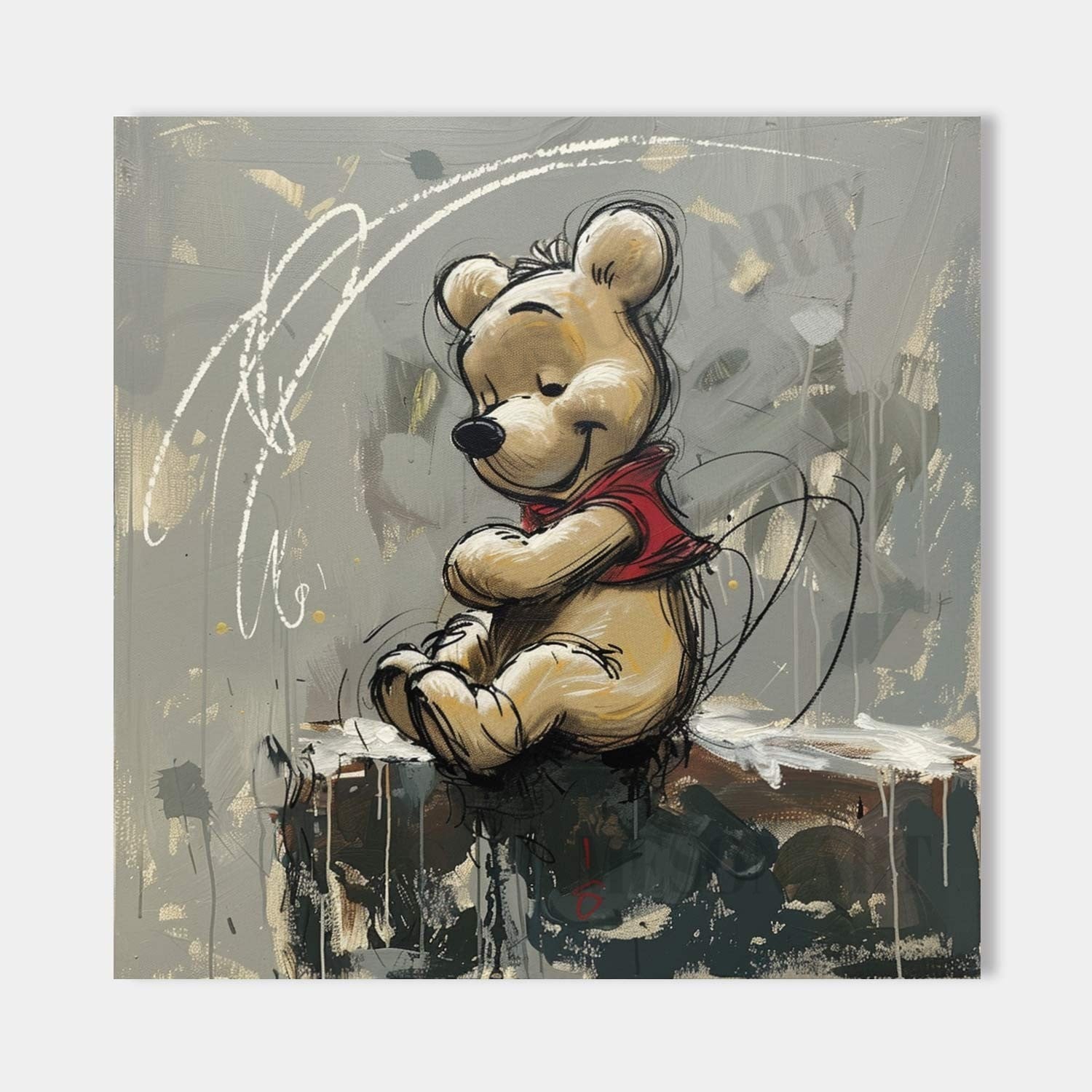 Winnie the Pooh Graffiti Street Art Graffiti Doodle Canvas Wall Art Winnie Graffiti Painting