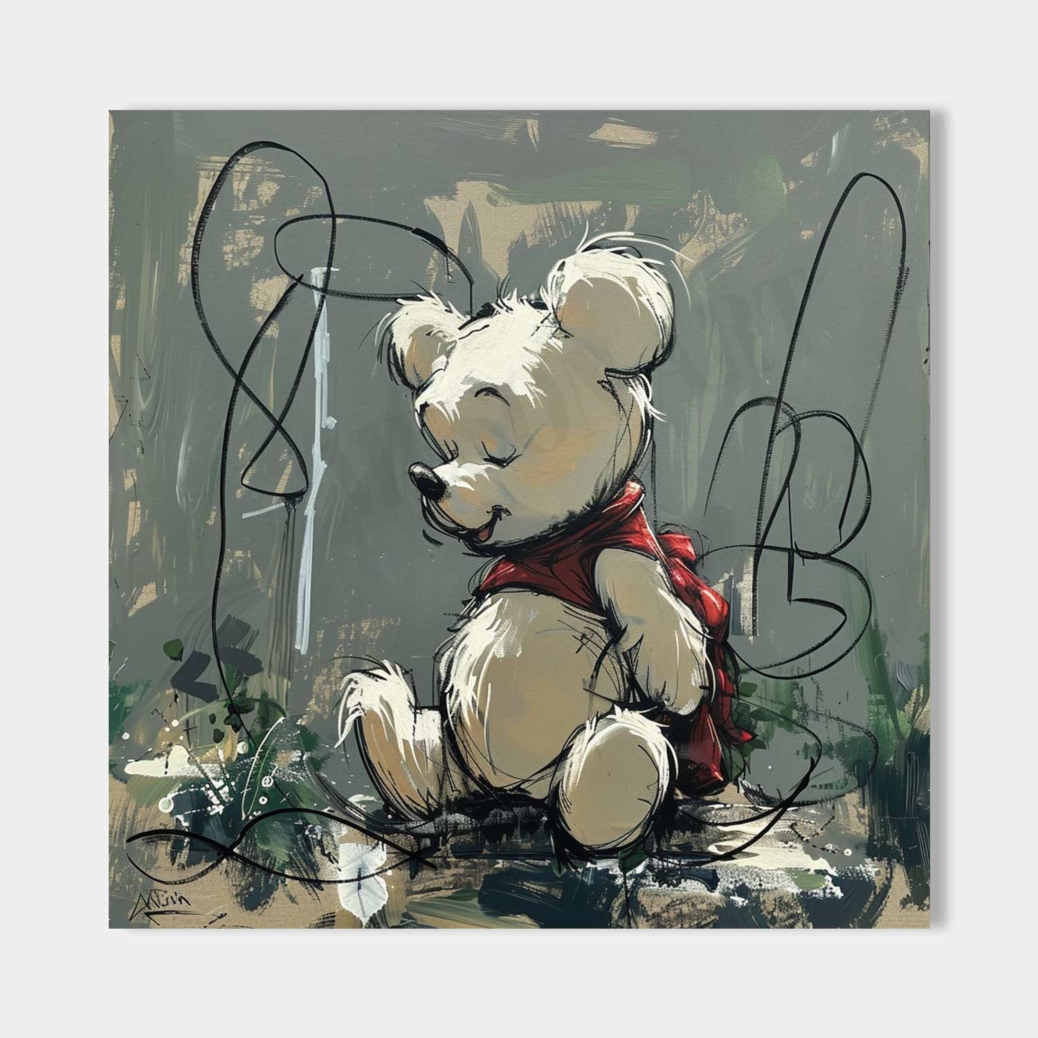 Winnie the Pooh Graffiti Canvas Wall Art Winnie Graffiti Canvas Art for Sale Winnie Paintings