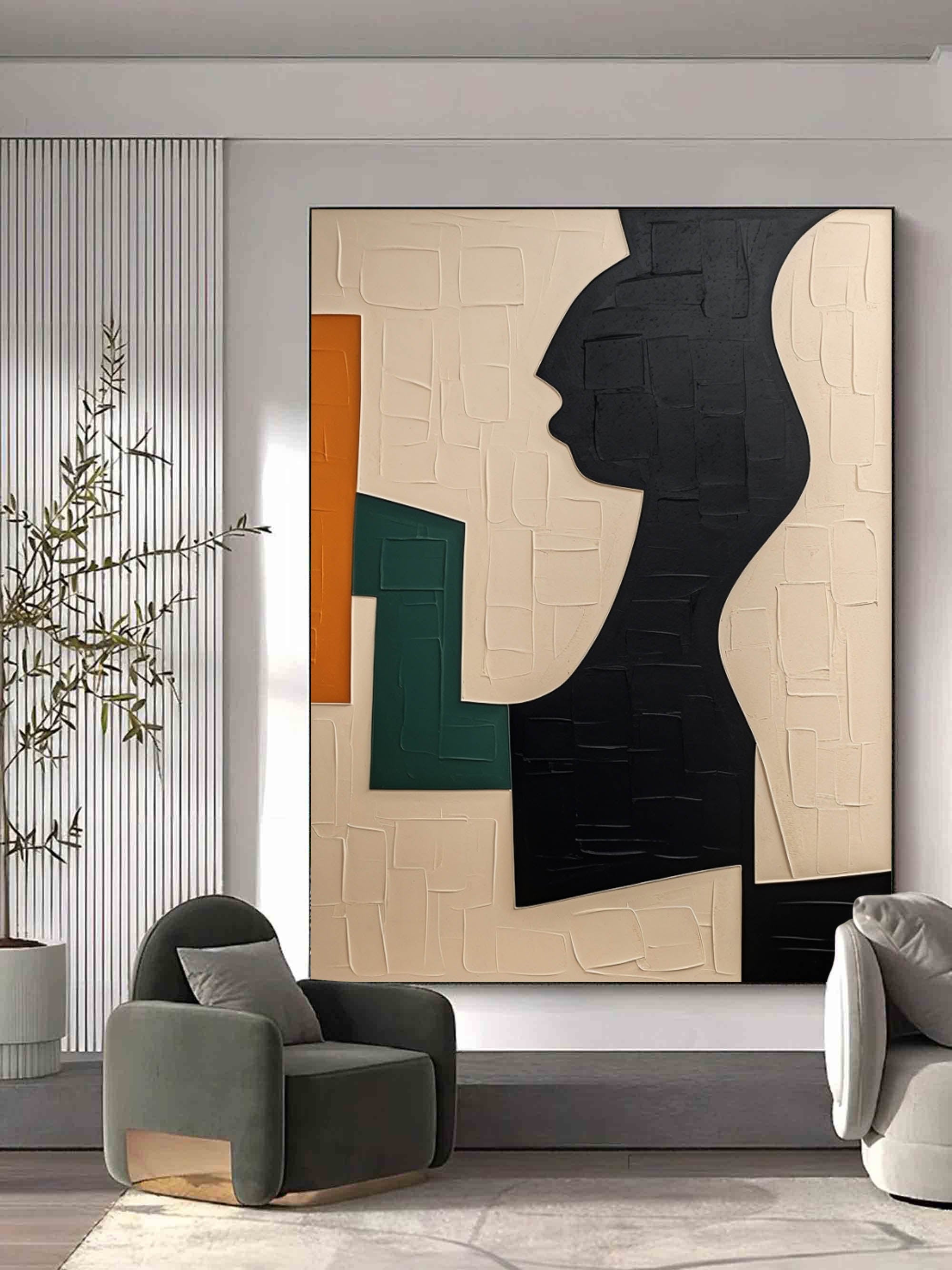 Beige and Green Minimalist Wall Art Beige and Green Texture Abstract Painting Contemporary Wall Art