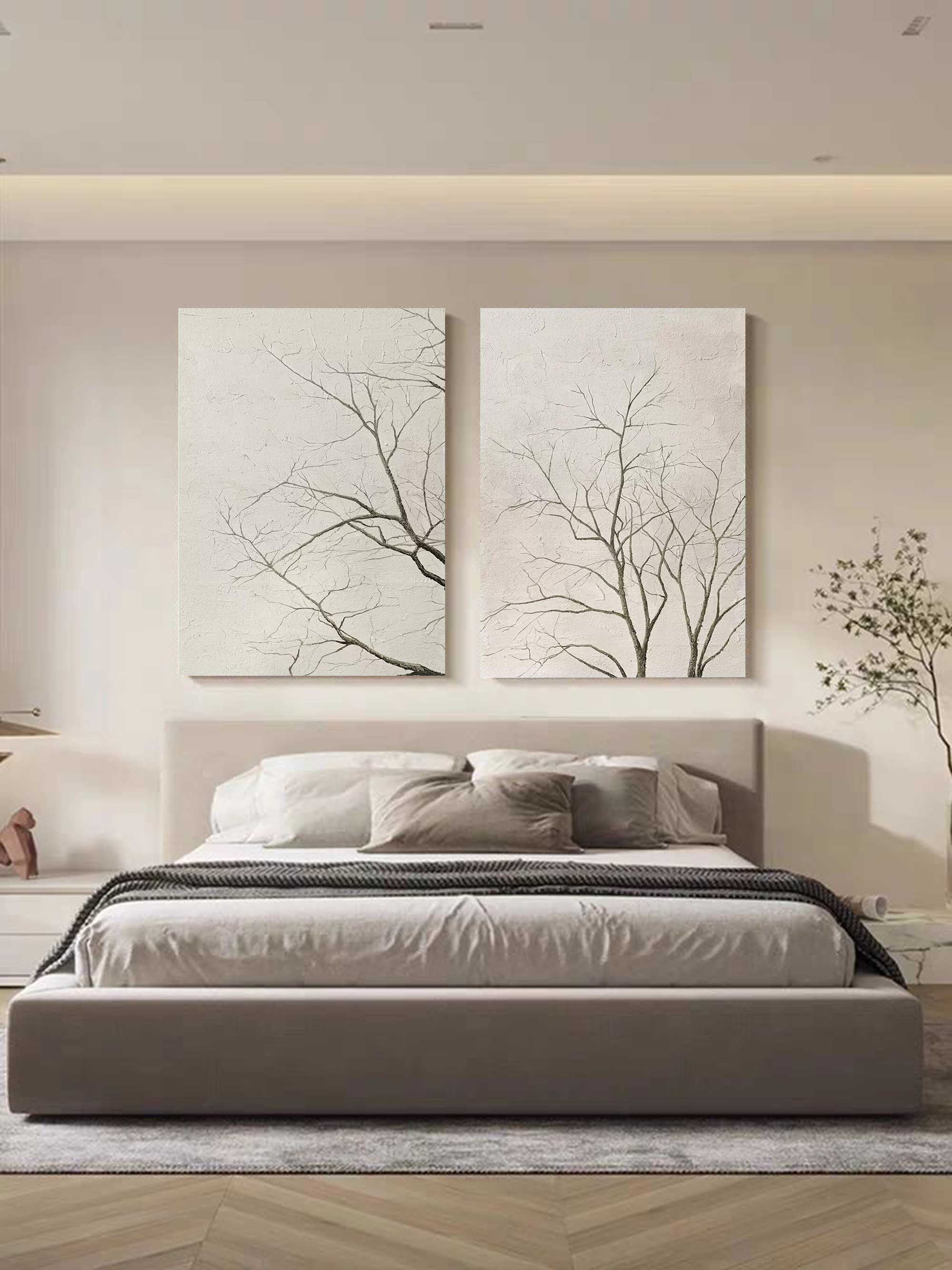 Wabi Sabi Painting Set of 2 Beige Minimalist Canvas Paintings for Sale Minimalist Wall Art