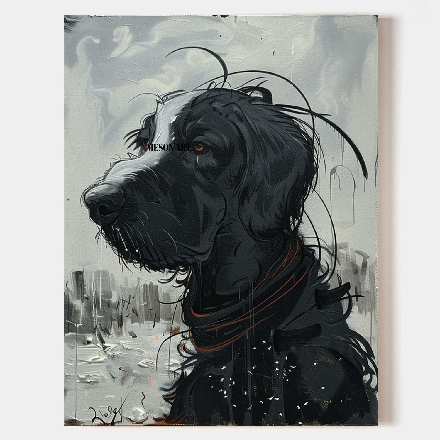 Large Dog Portrait Paintings for Sale Black and White Dog Portrait Paintings Custom