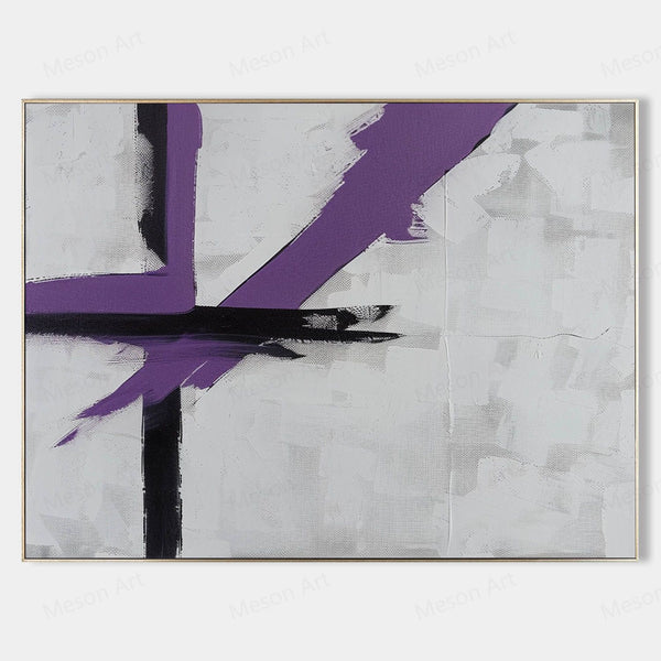 Large Purple and Grey Minimalist Abstract Texture Painting Purple and Grey Contemporary Minimalist Canvas Wall Art for Sale