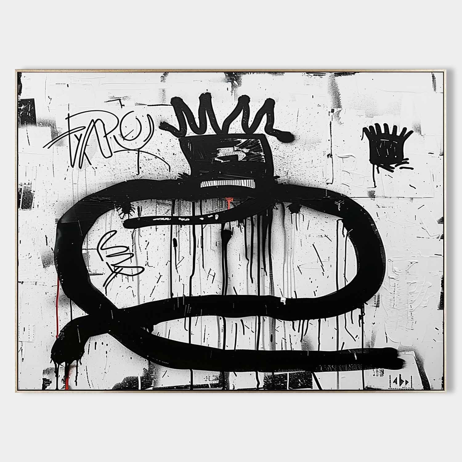 Large Abstract Crown Graffiti Canvas Art Basquiat Crown Modern Abstract Graffiti Wall Decor