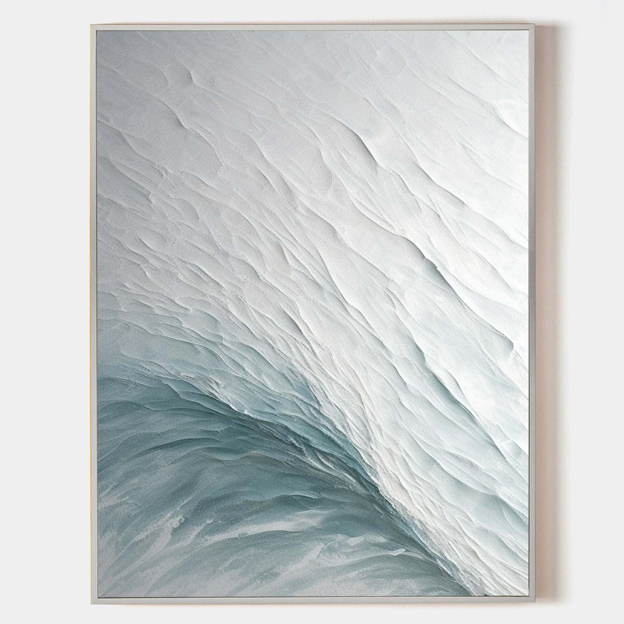 Large White Wave Texture Painting Entrance Wave Wall Art Sea View Room Wall Decoration Painting