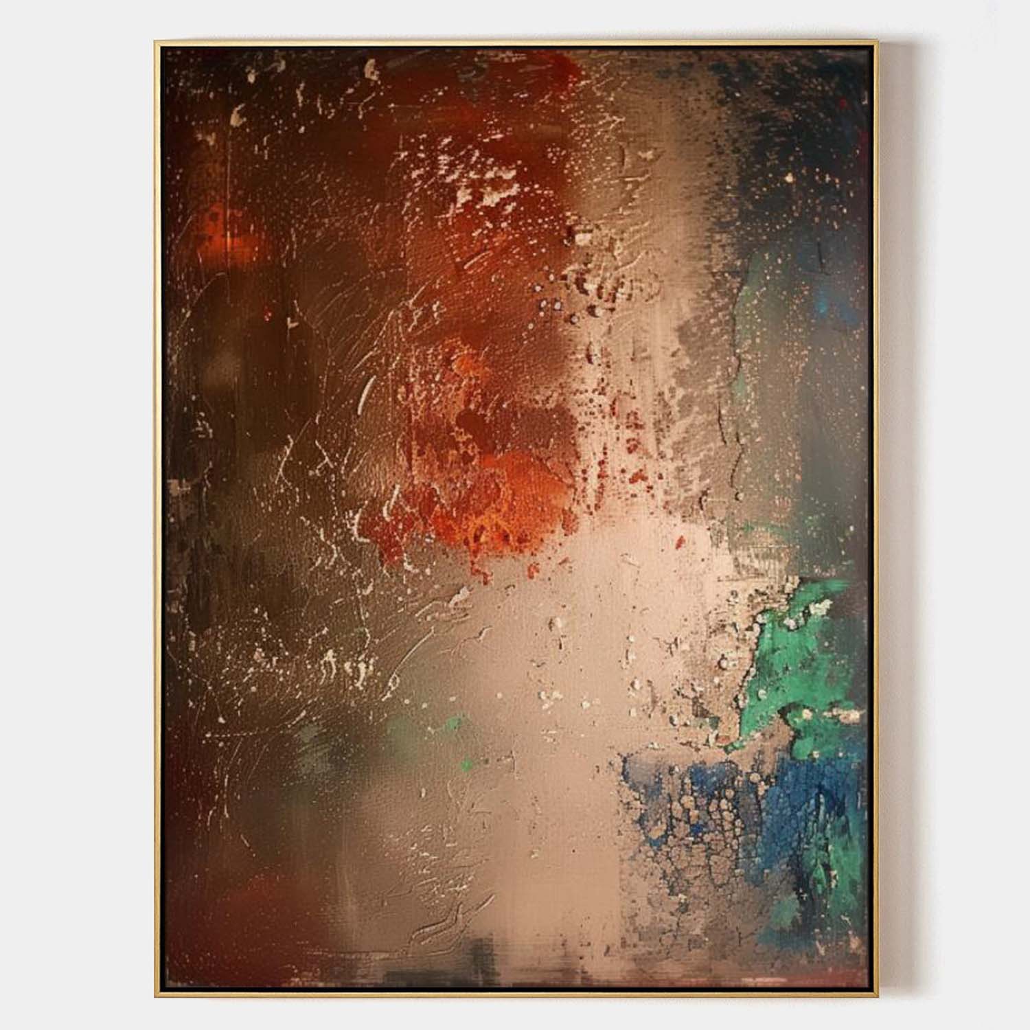 Large Gold Textured Abstract Art Wabi-Sabi Wall Art Decor Gold Abstract Minimalist Oil Painting On Canvas