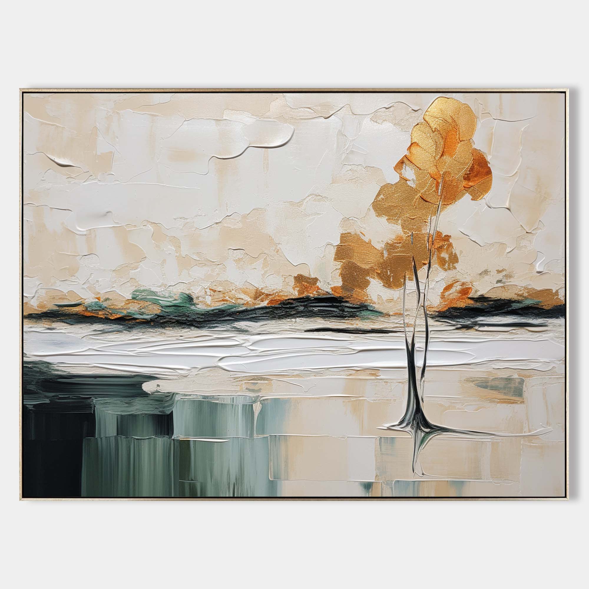 Beige Abstract Landscape Art Beige Minimalist Landscape Oil Painting Landscape Textured Wall Art