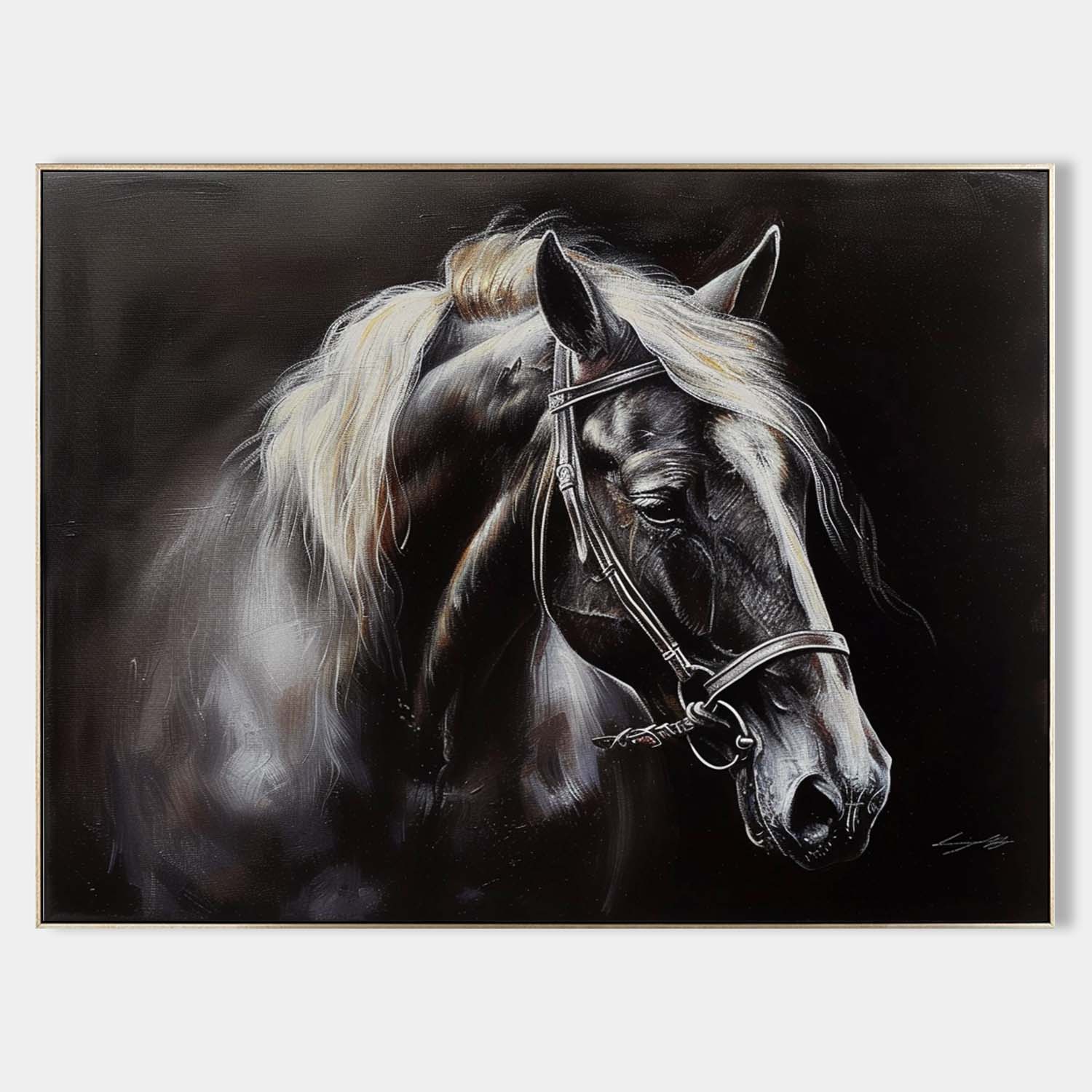 Black Horse Canvas Art For Sale Black Horse Canvas Wall Painting Decoration Black Horse Wall Mural