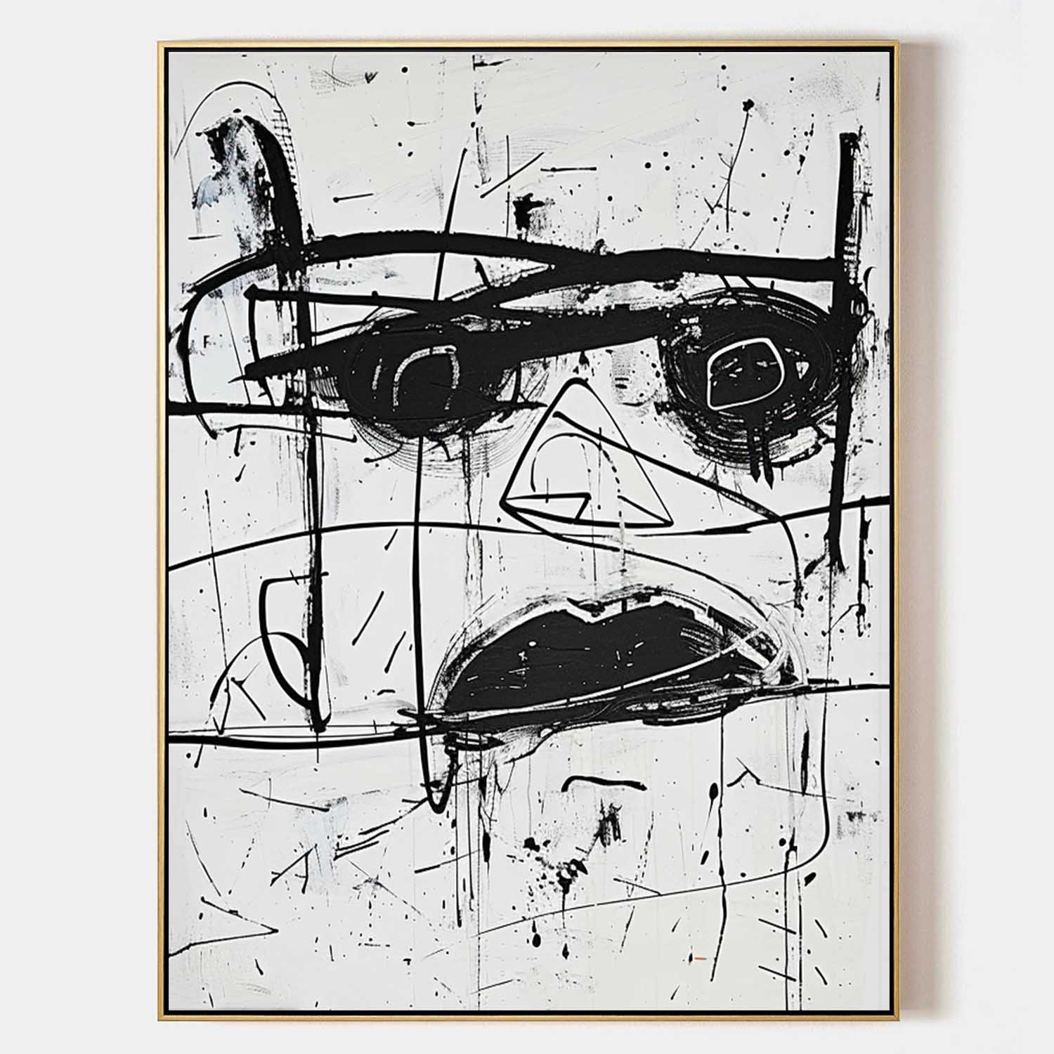 Black and White Minimalist Abstract Canvas Art for Sale Basquiat Graffiti Abstract Wall Hanging Painting