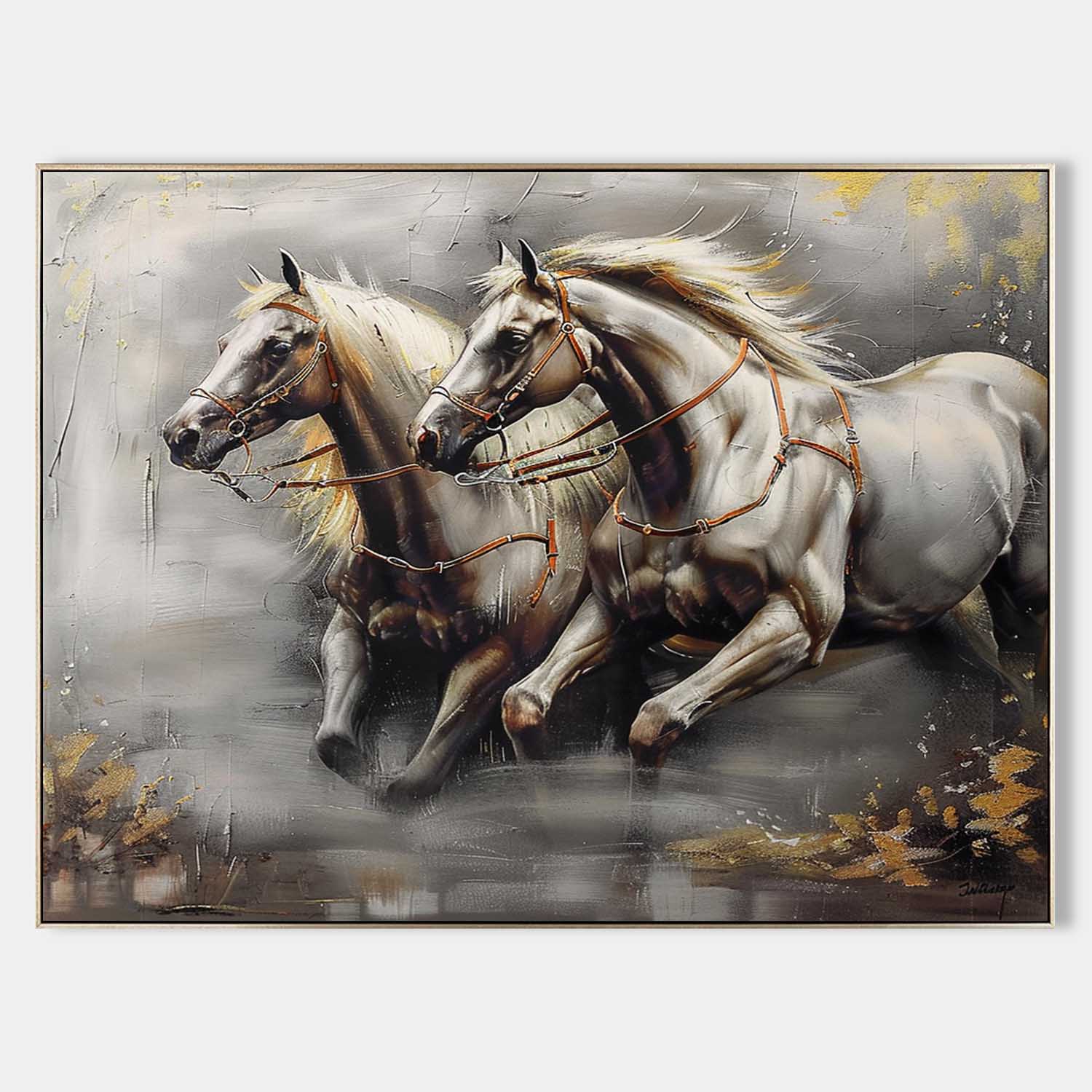 Large Wabi Sabi Horse Canvas Wall Art Decor White Horse Canvas Art Modern Horse Wall Hanging