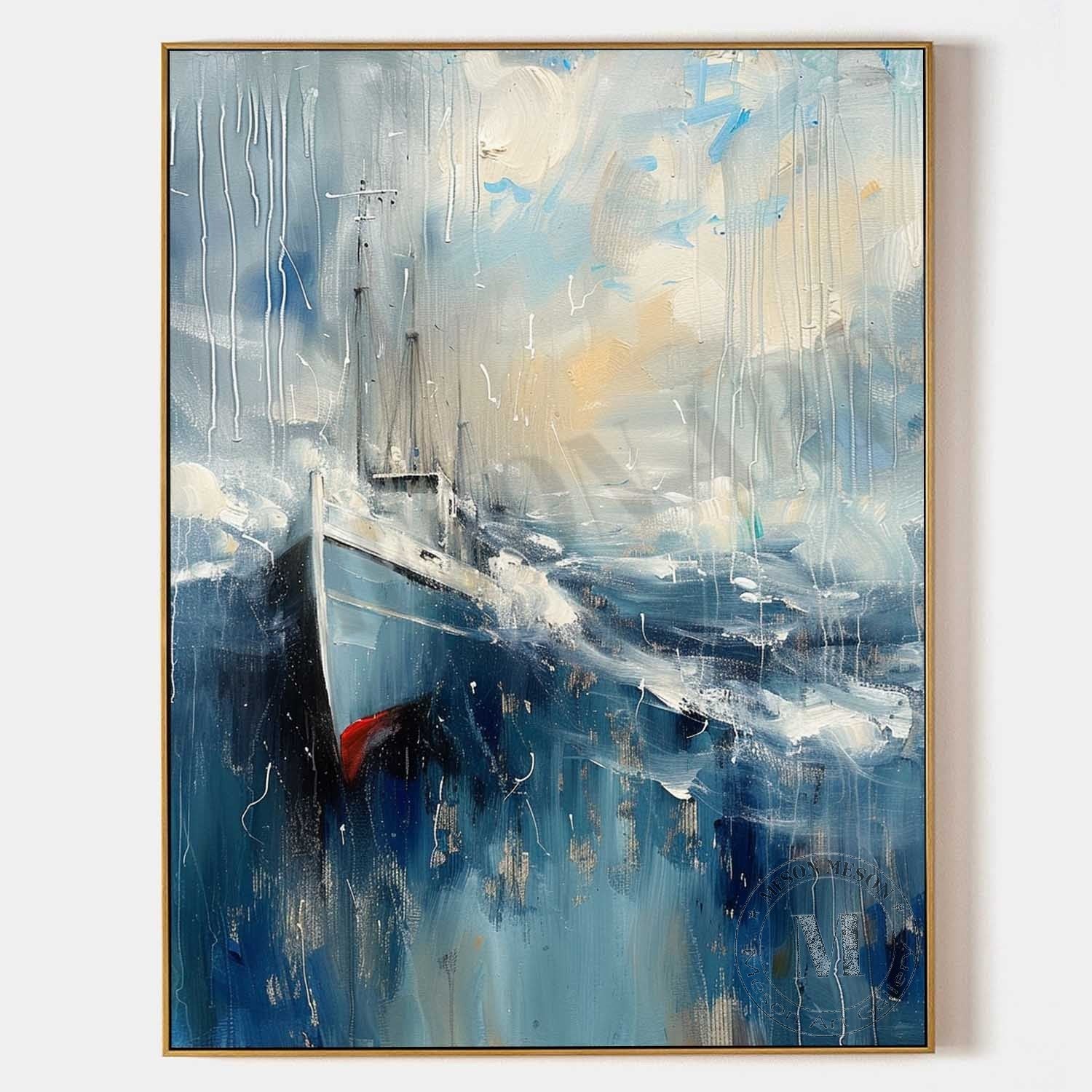 Large Ship Sailing Canvas Art for Sale Yacht Canvas Wall Art Decor Ship Sailing Oil Painting