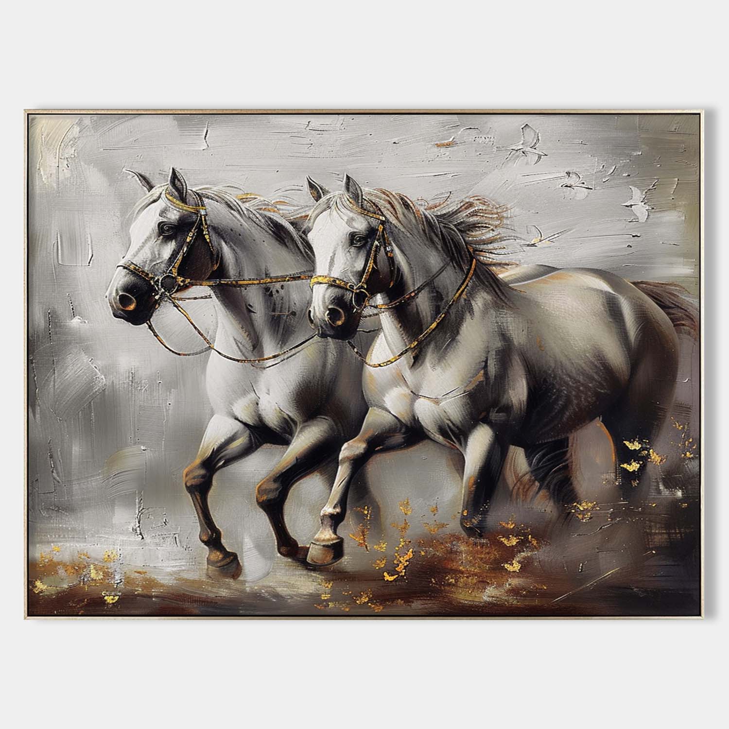 Large White Horse Canvas Art Wabi Sabi Horse Canvas Wall Art Decor Modern Horse Wall Hanging