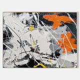 Large White and Orange Abstract Art for Sale White and Orange Expressionist Canvas Wall Art Decor