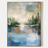 Lakeside Sunset Abstract Landscape Art for Sale Lakeside Sunset Abstract Landscape Canvas Wall Painting