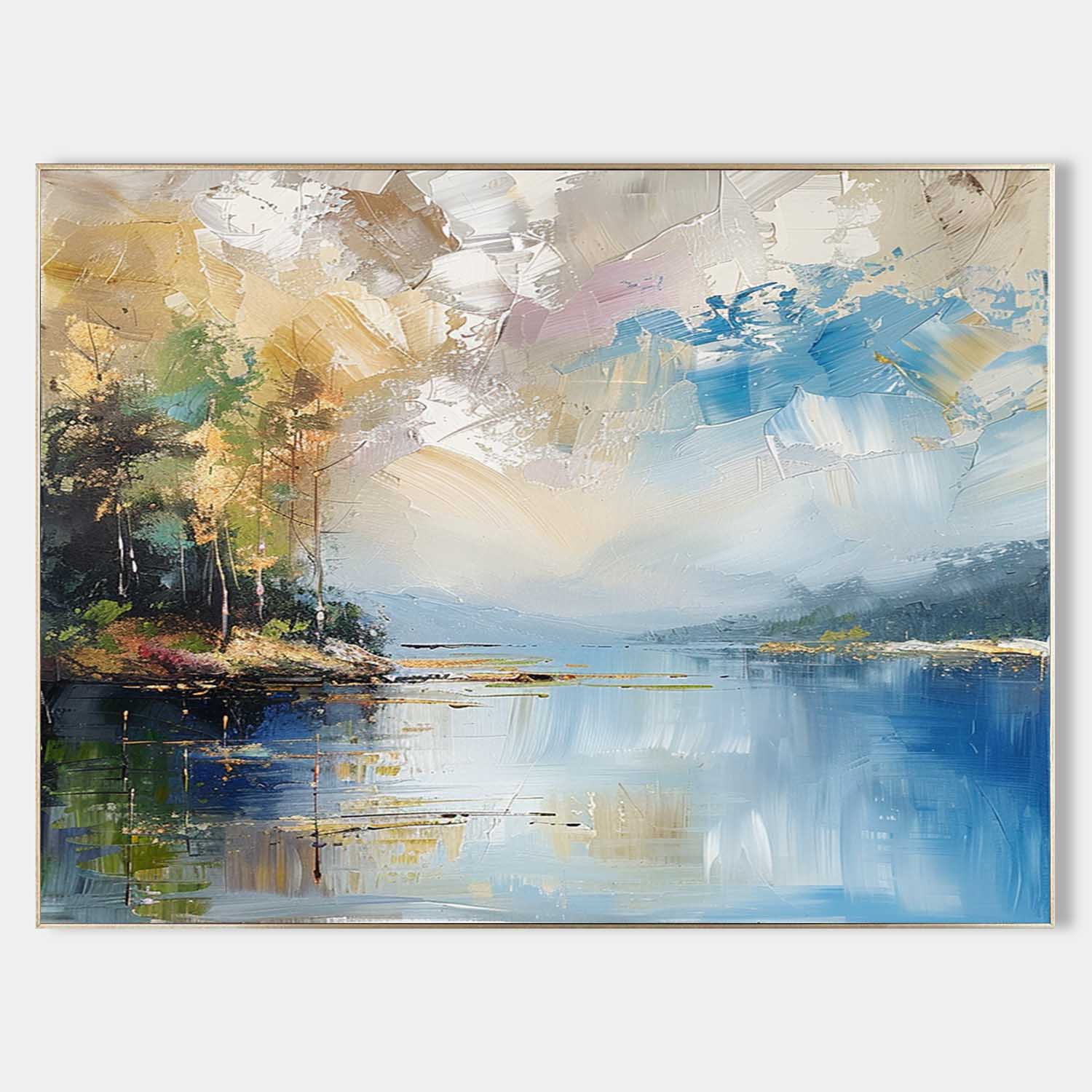 Blue and Gold Landscape Art for Sale Blue and Gold Landscape Abstract Canvas Wall Painting