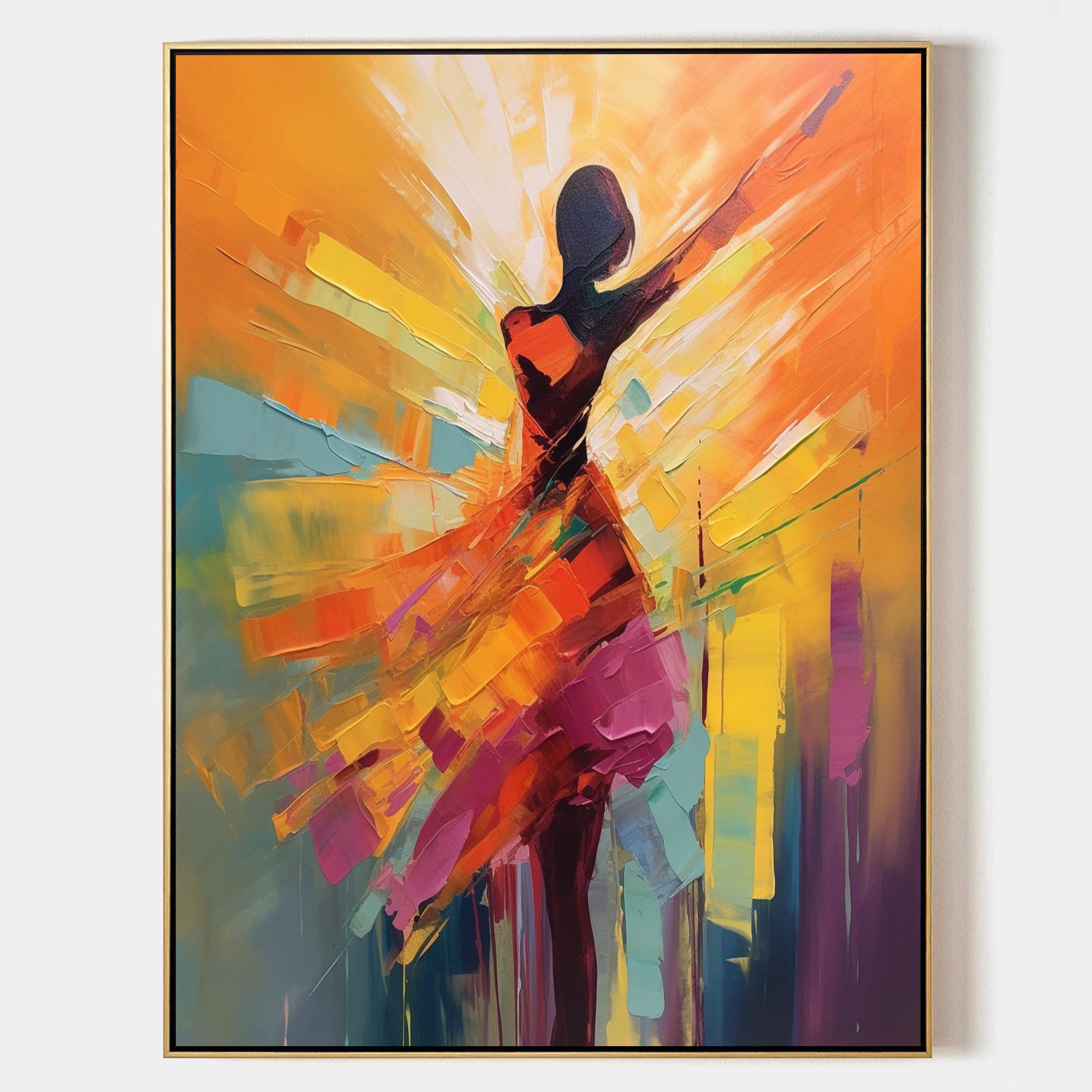 Abstract Dancer Back View Palette Canvas Art Abstract Dancing Woman Texture Wall Art Decoration