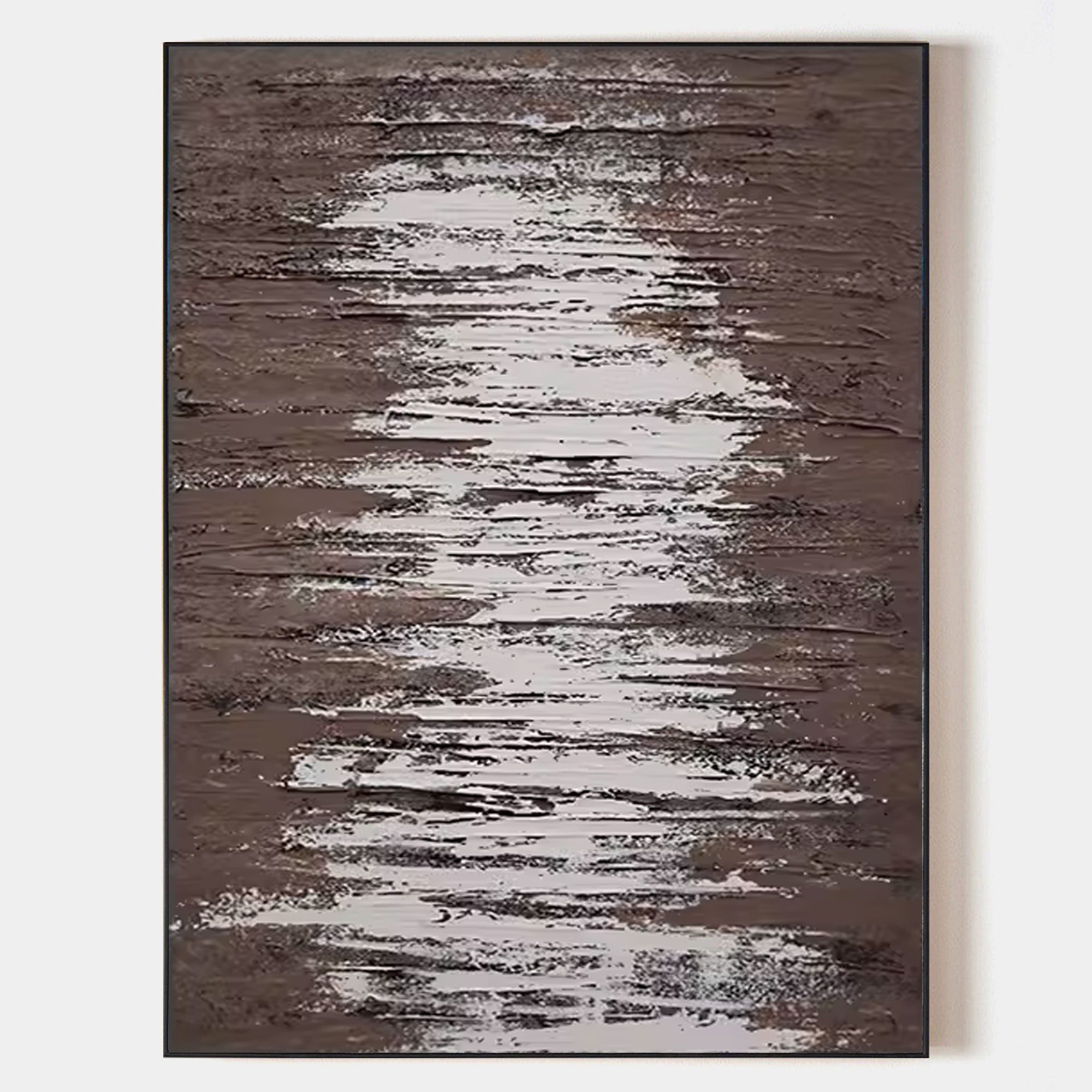 Large Brown and Gray Oil Painting 3D Brown Texture Canvas Art for Sale Wabi Sabi Wall Decor