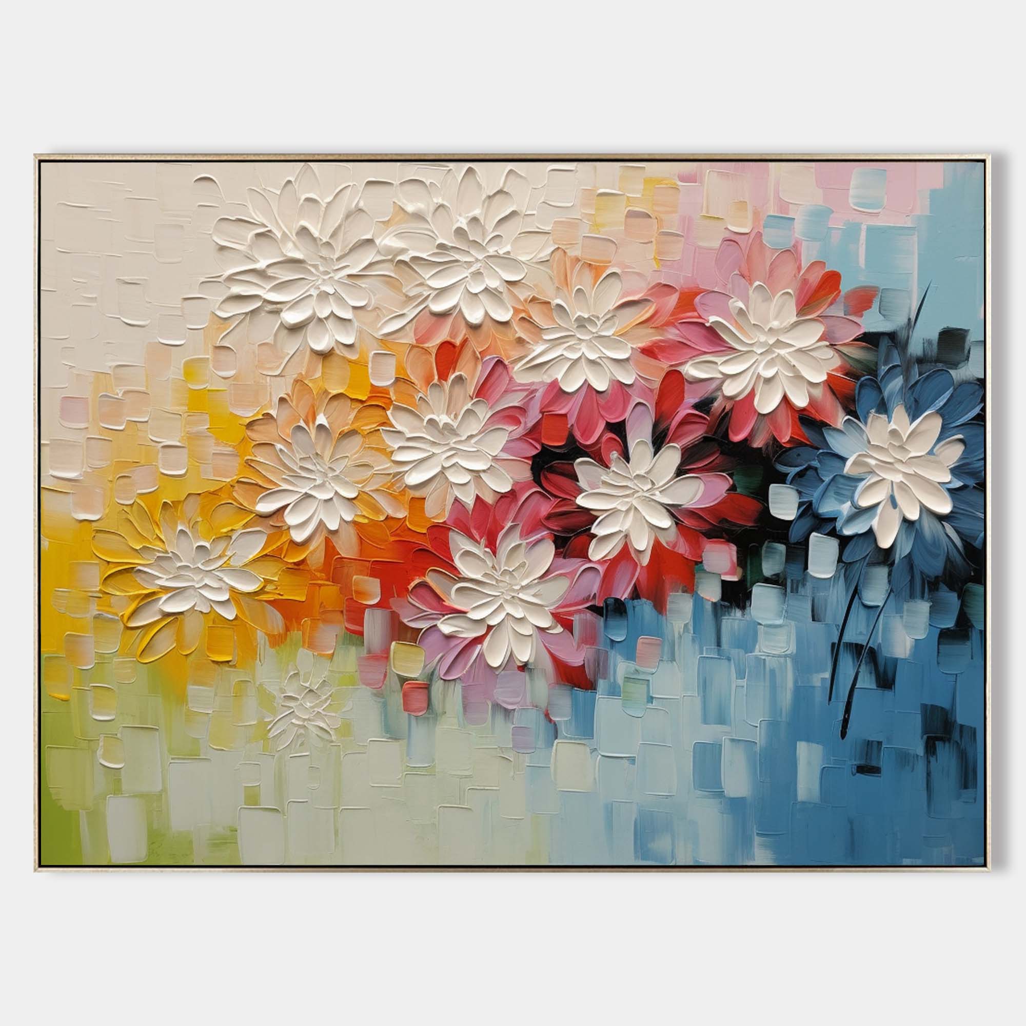 Large Palette Wall Painting White Flowers Plaster Art Flowers Texture ...