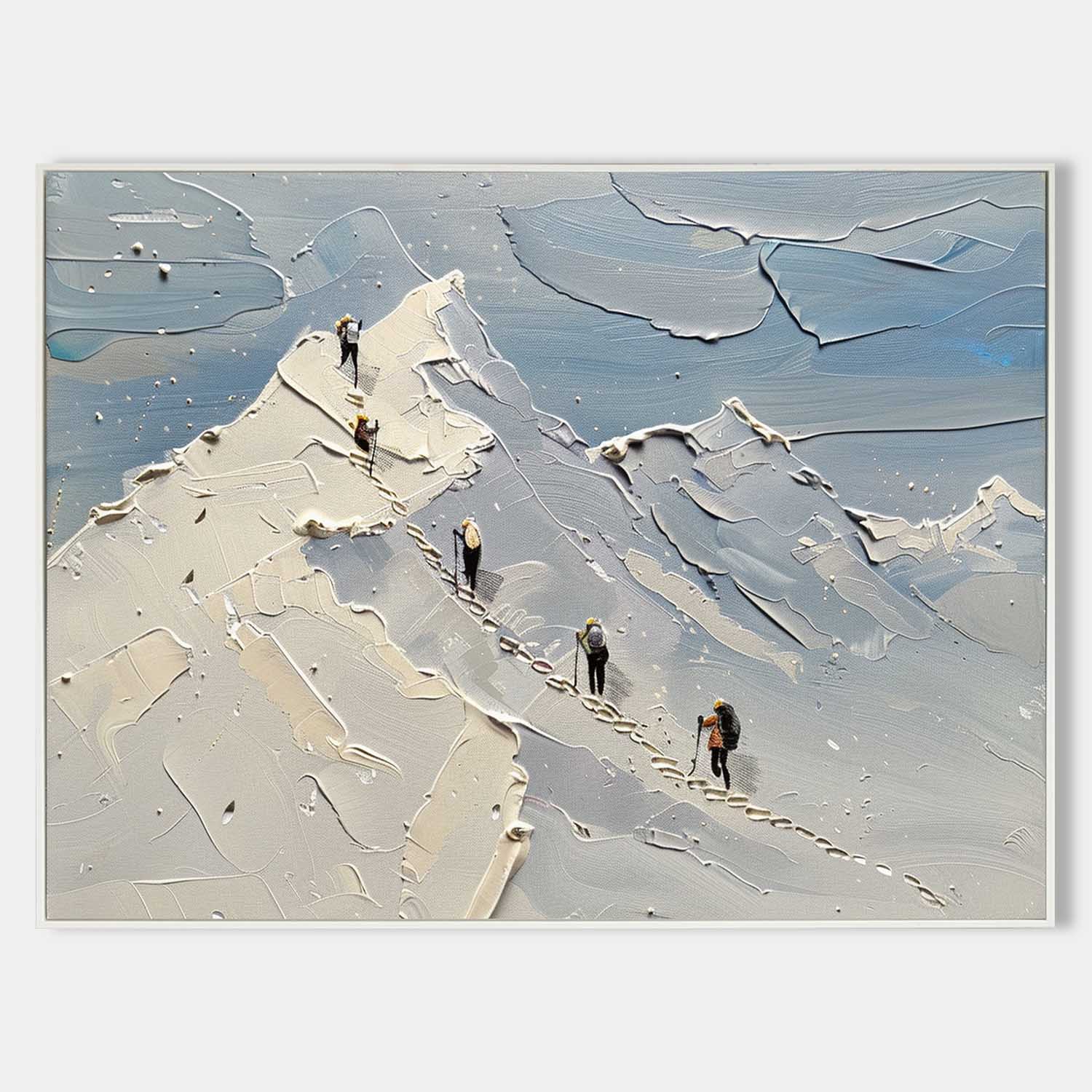 Snow Mountain Climber Art Mountain Climber Plaster Texture Painting Snow Mountain Canvas Wall Art Decor