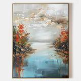 Lakeside Abstract Landscape Art for Sale Lakeside Abstract Landscape Canvas Wall Painting