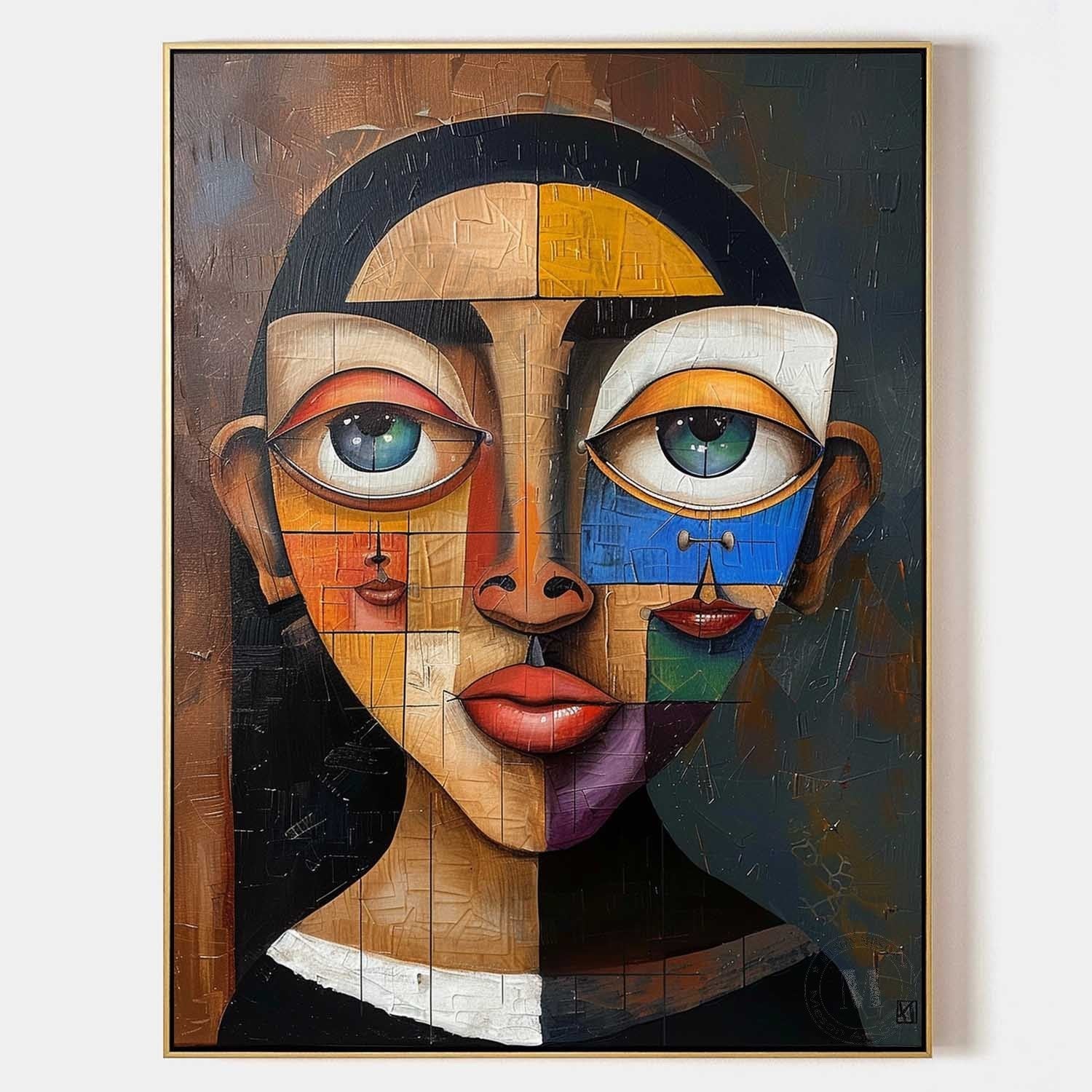 Modern Lady Portrait Abstract Canvas Art Female Portrait Painting Female Pop Abstract Art for Sale