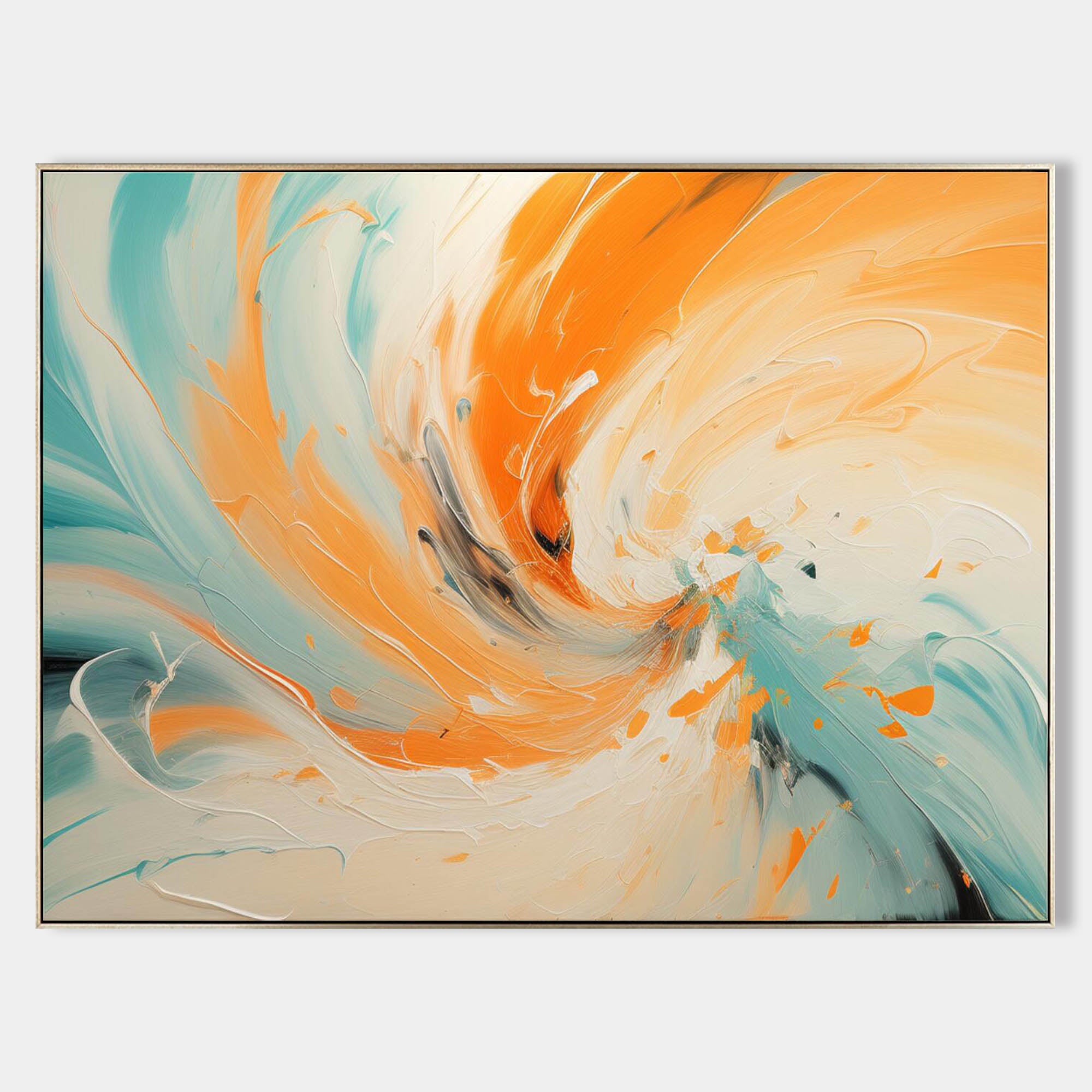 Large Orange and Blue Texture Wall Painting Orange and Blue Minimalist Wall Art Orange Abstract Art