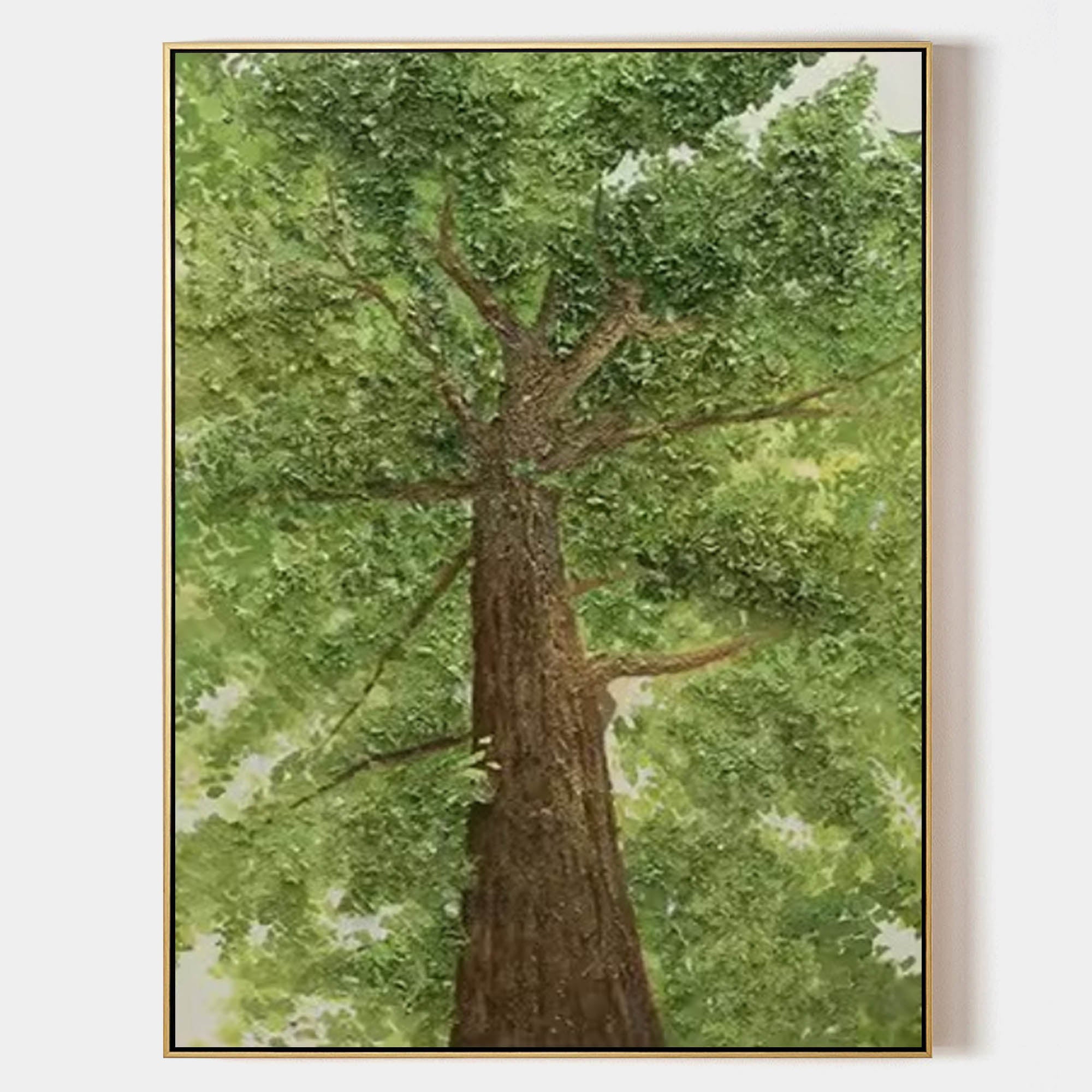 Big Green Tree Art on Canvas Green Textured Big Tree Canvas Painting Green Big Tree Wall Art